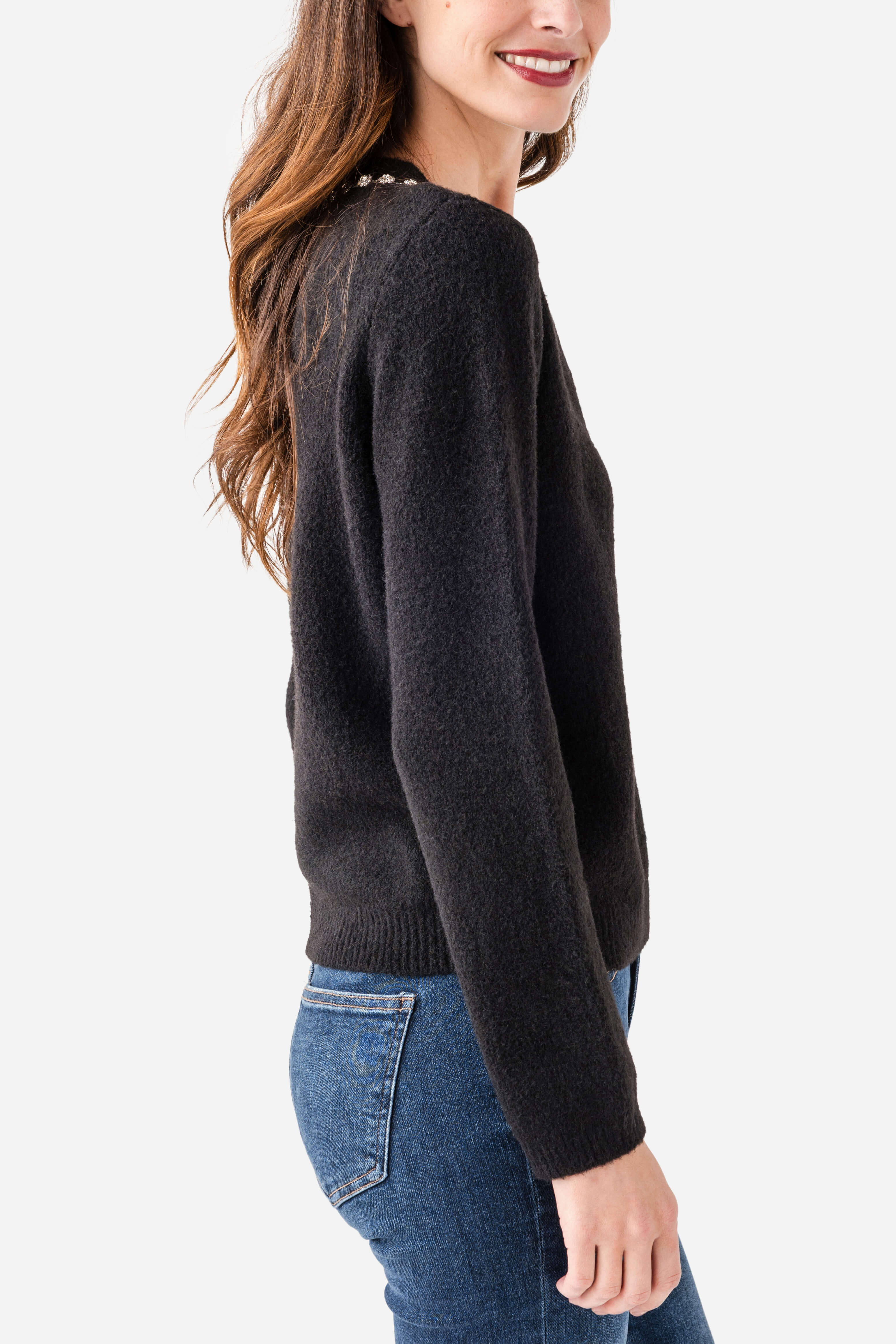 Hem & Thread Jewel Neck Sweater