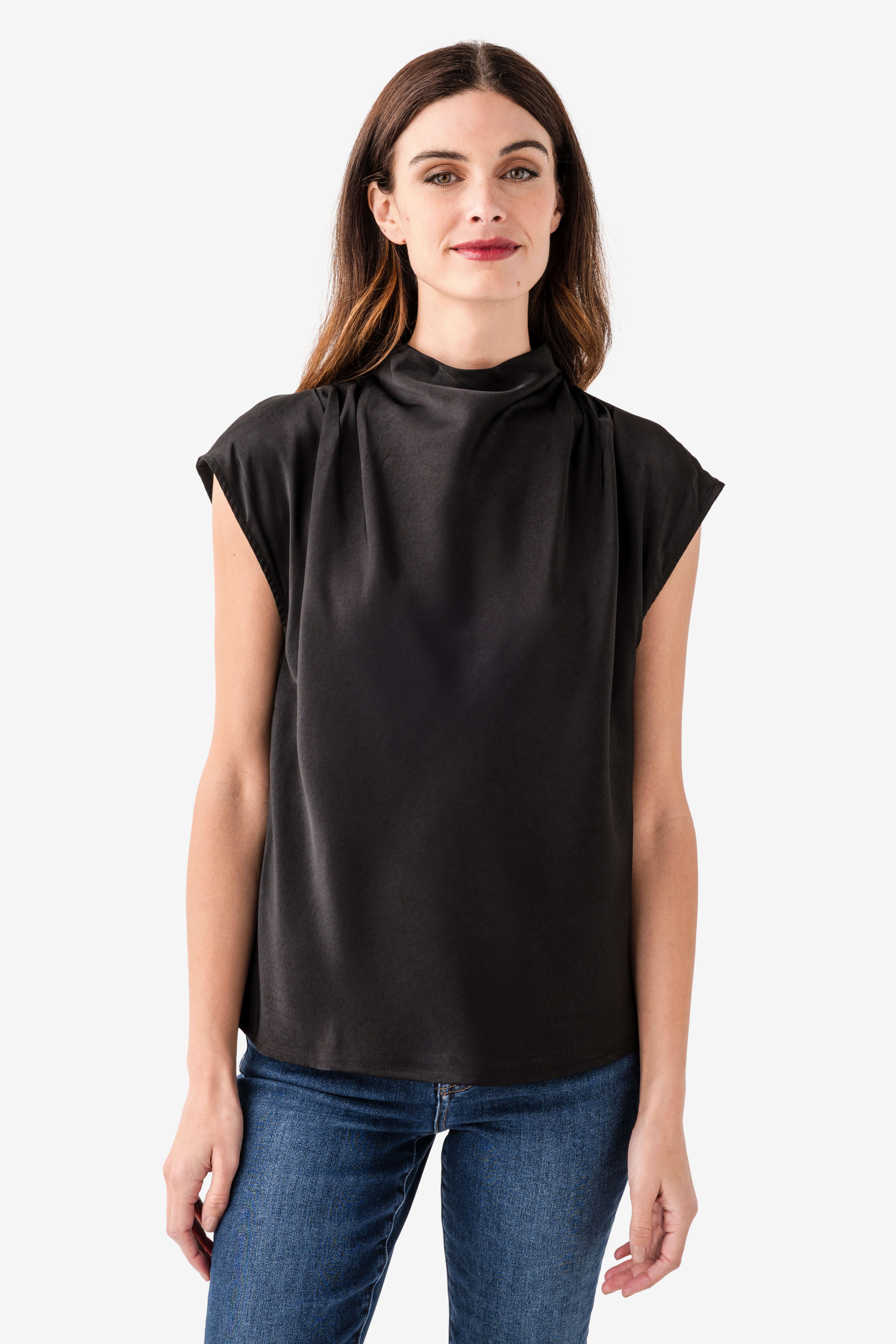Seraphine Row Draped High Neck Top