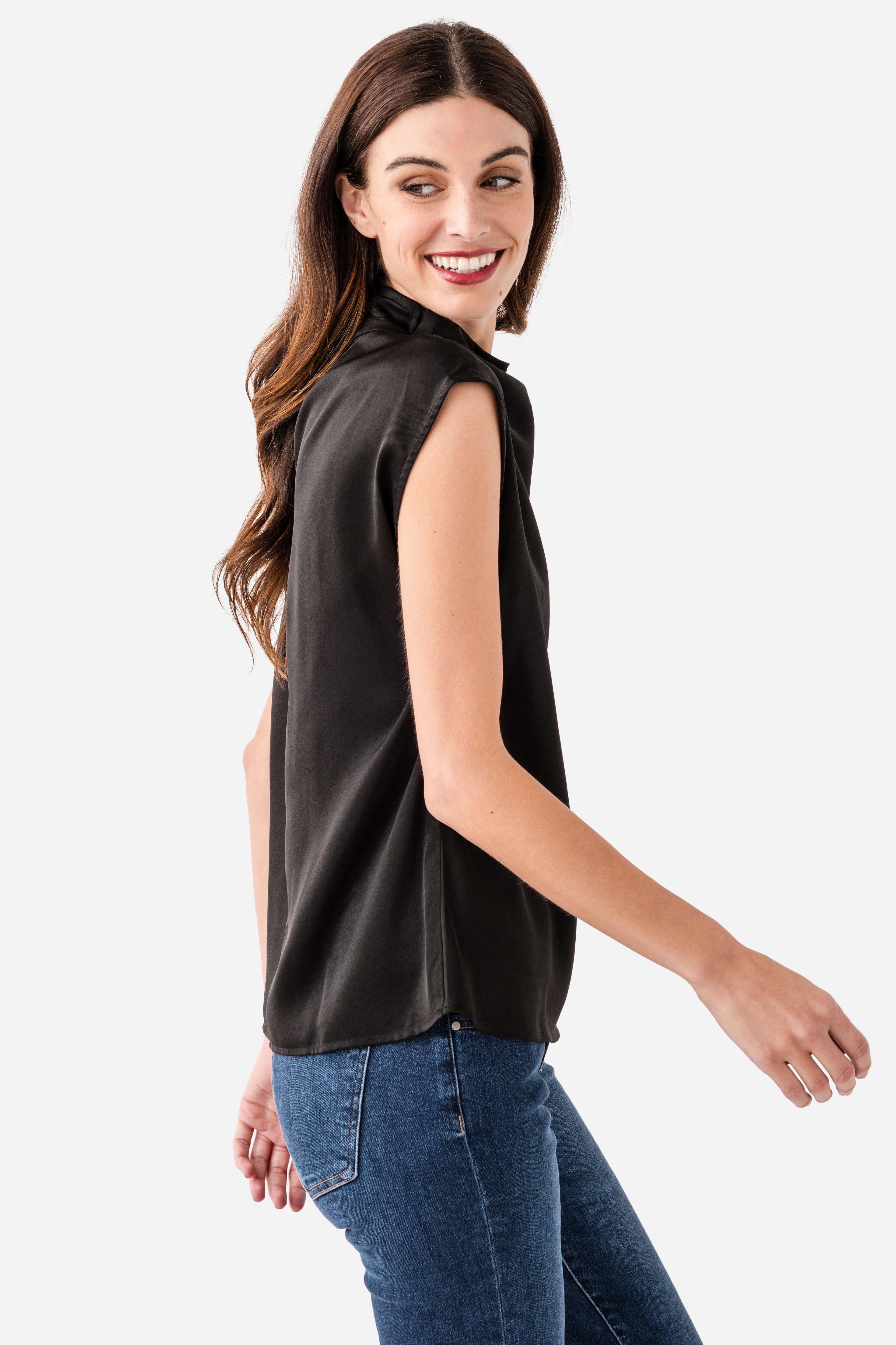 Seraphine Row Draped High Neck Top