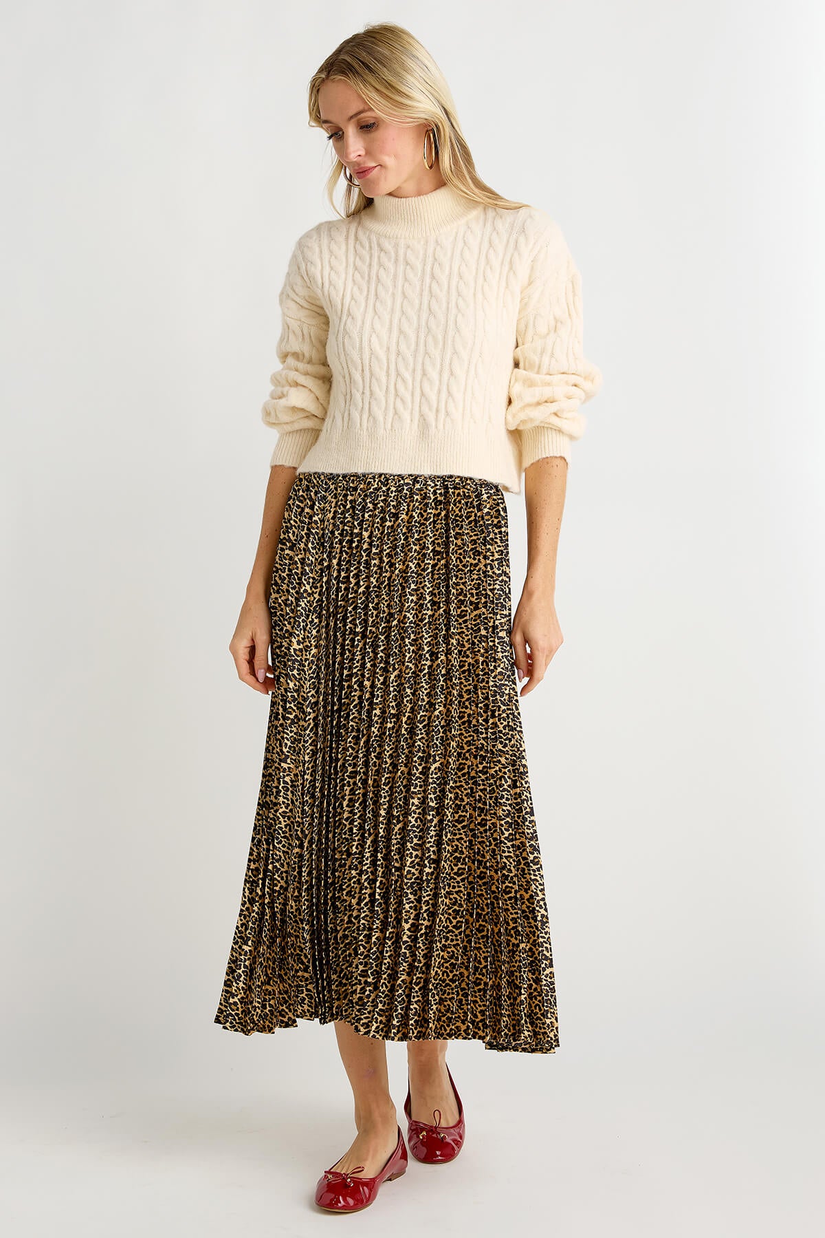 RD Style Pleated Leopard Skirt