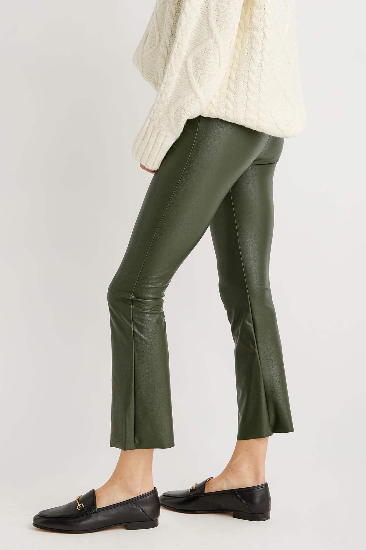 COMMANDO - FAUX LEATHER CROP FLARE LEGGING – Robert Simmonds Clothing