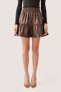 THML Faux Leather Tiered Mini Skirt