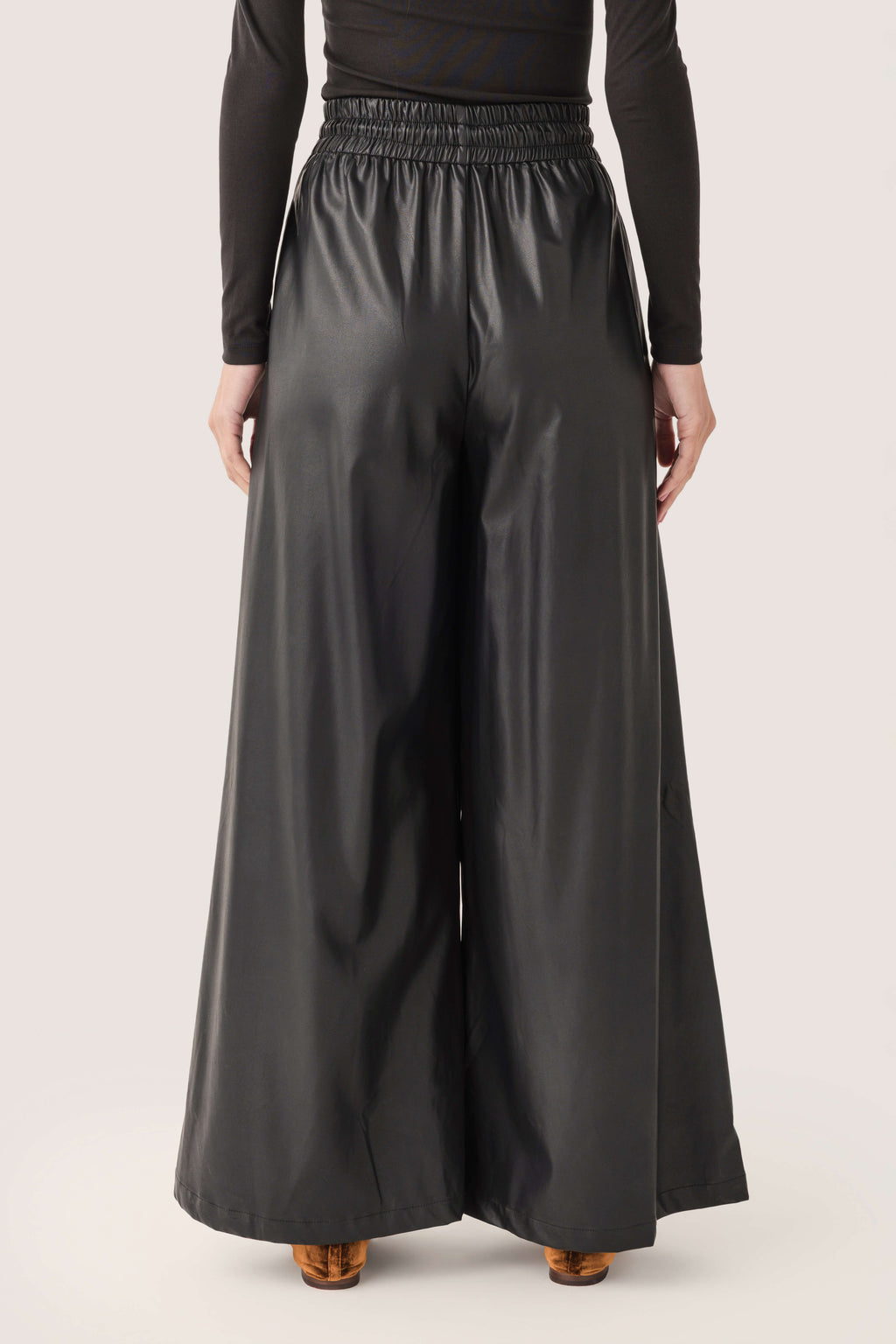 Olivaceous Faux Leather Wide Leg Pants