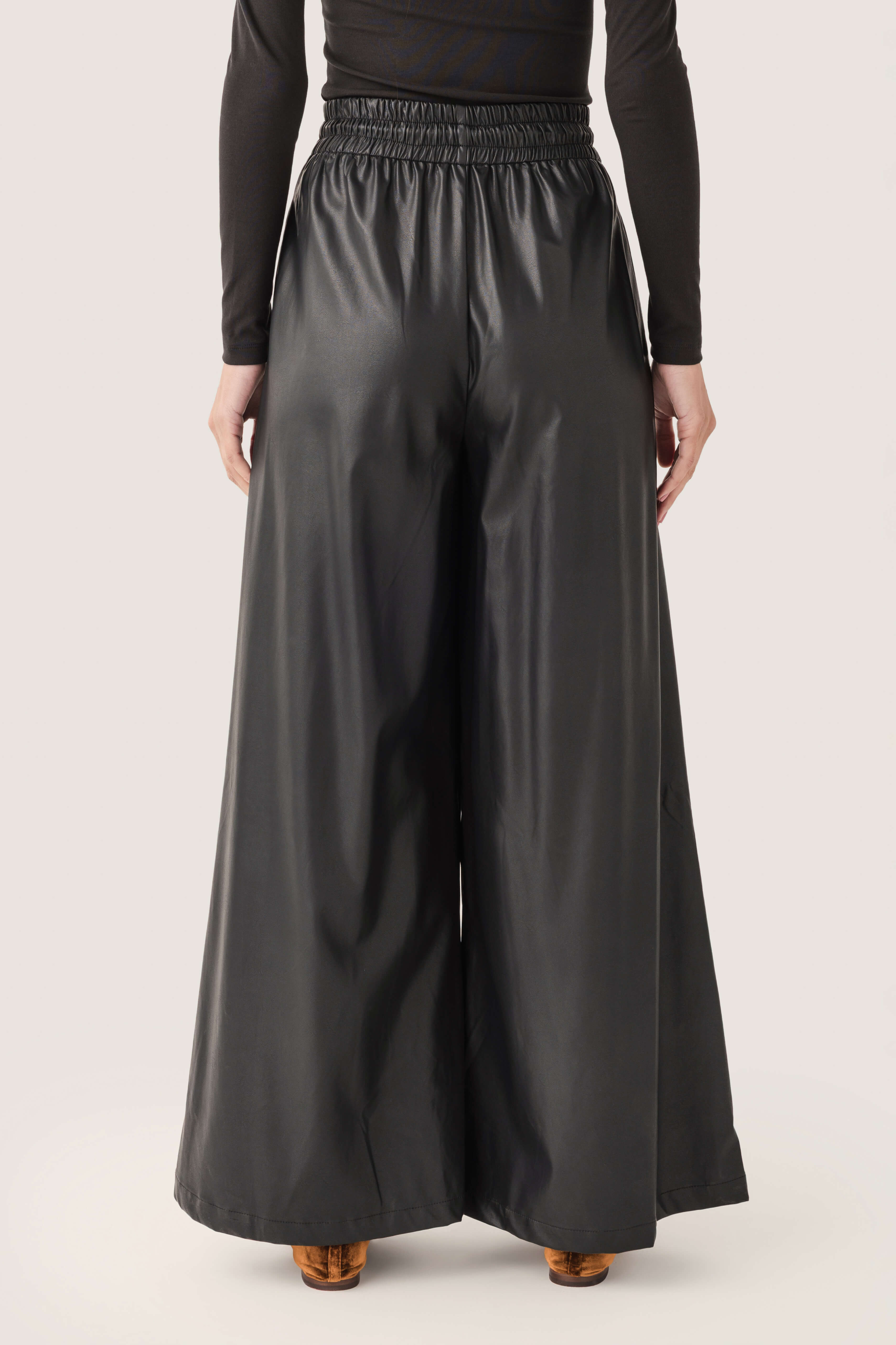 Olivaceous Faux Leather Wide Leg Pants
