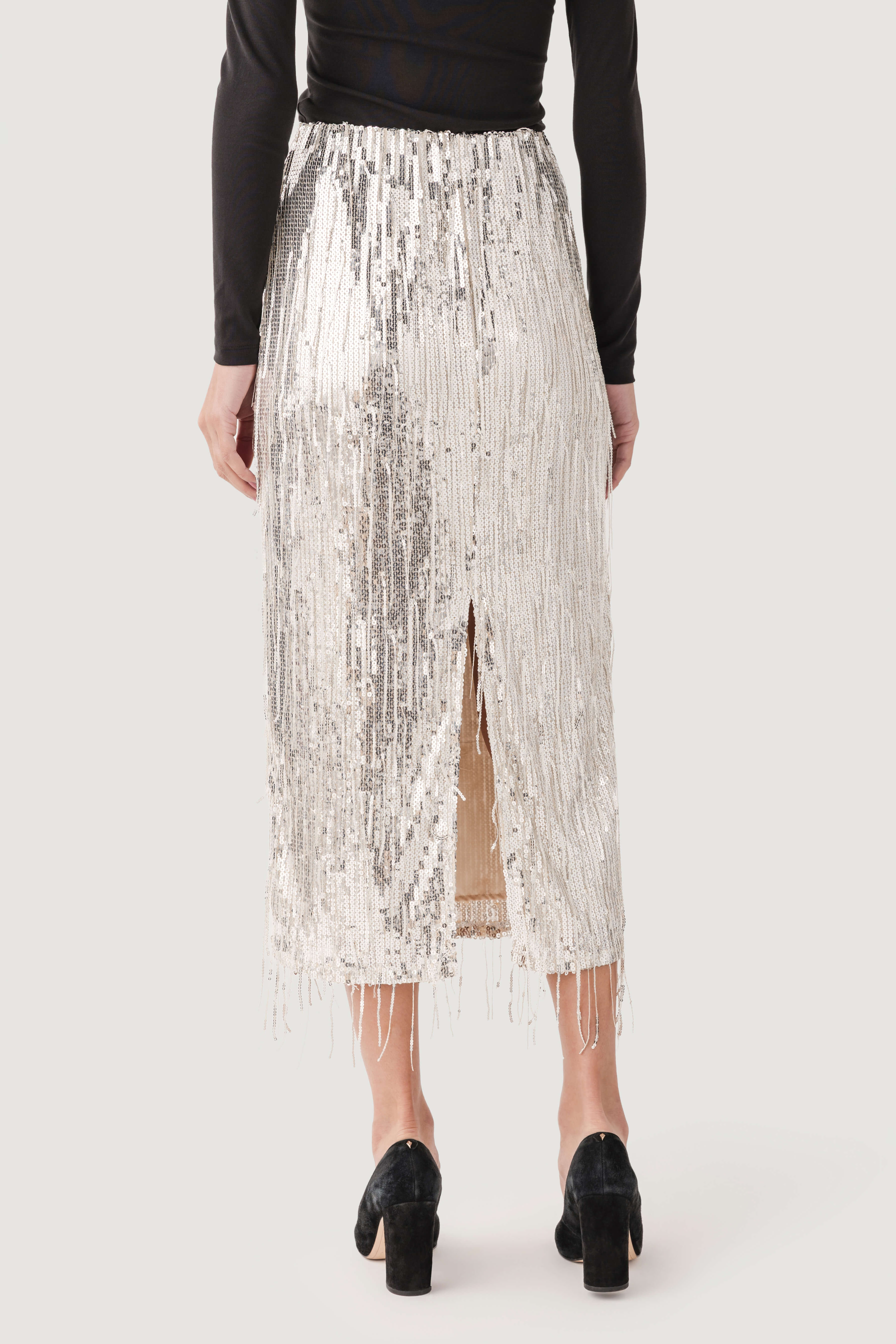 THML Sequin Fringe Midi Skirt
