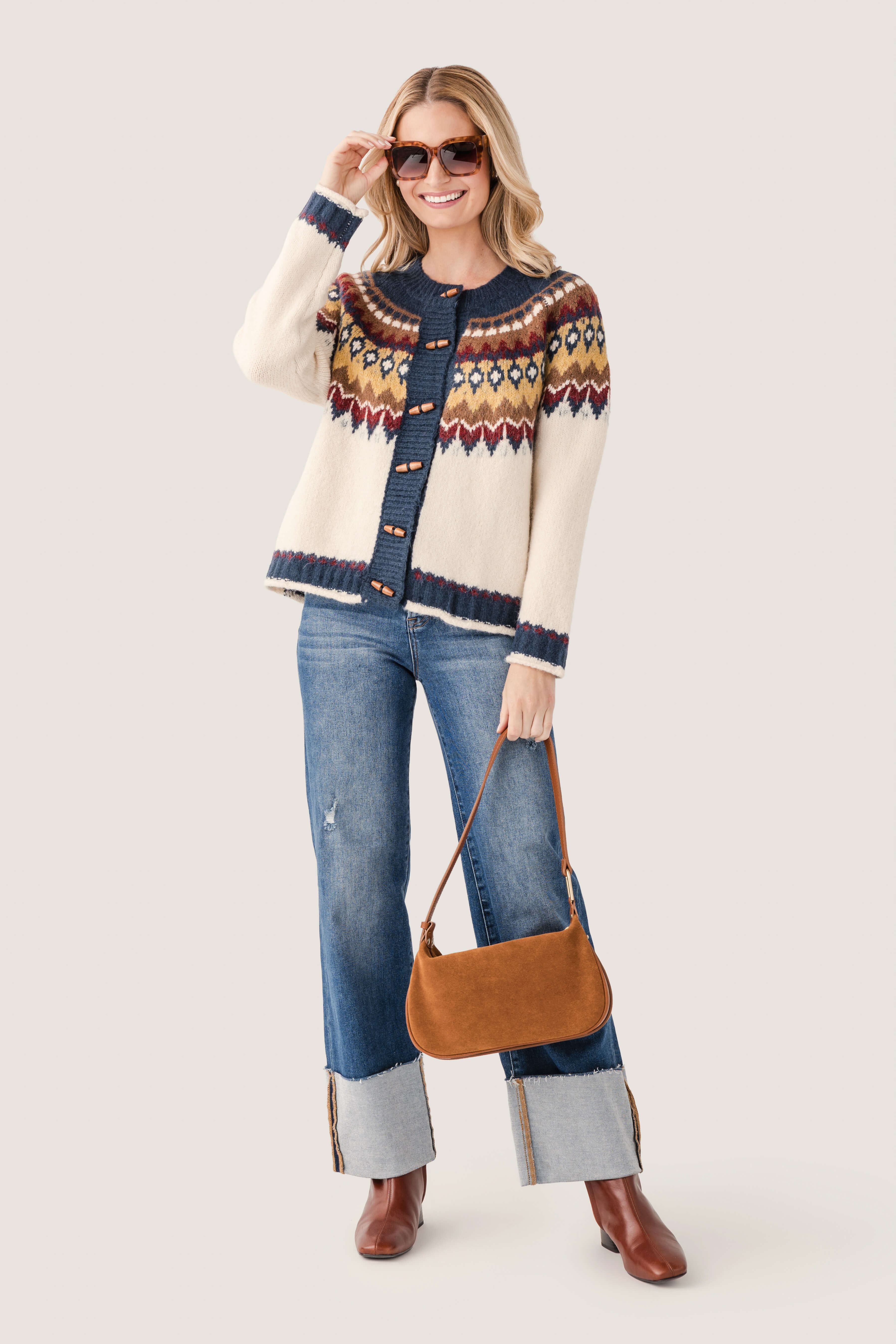 Raisonnel Nordic Pattern Toggle Knit Cardigan