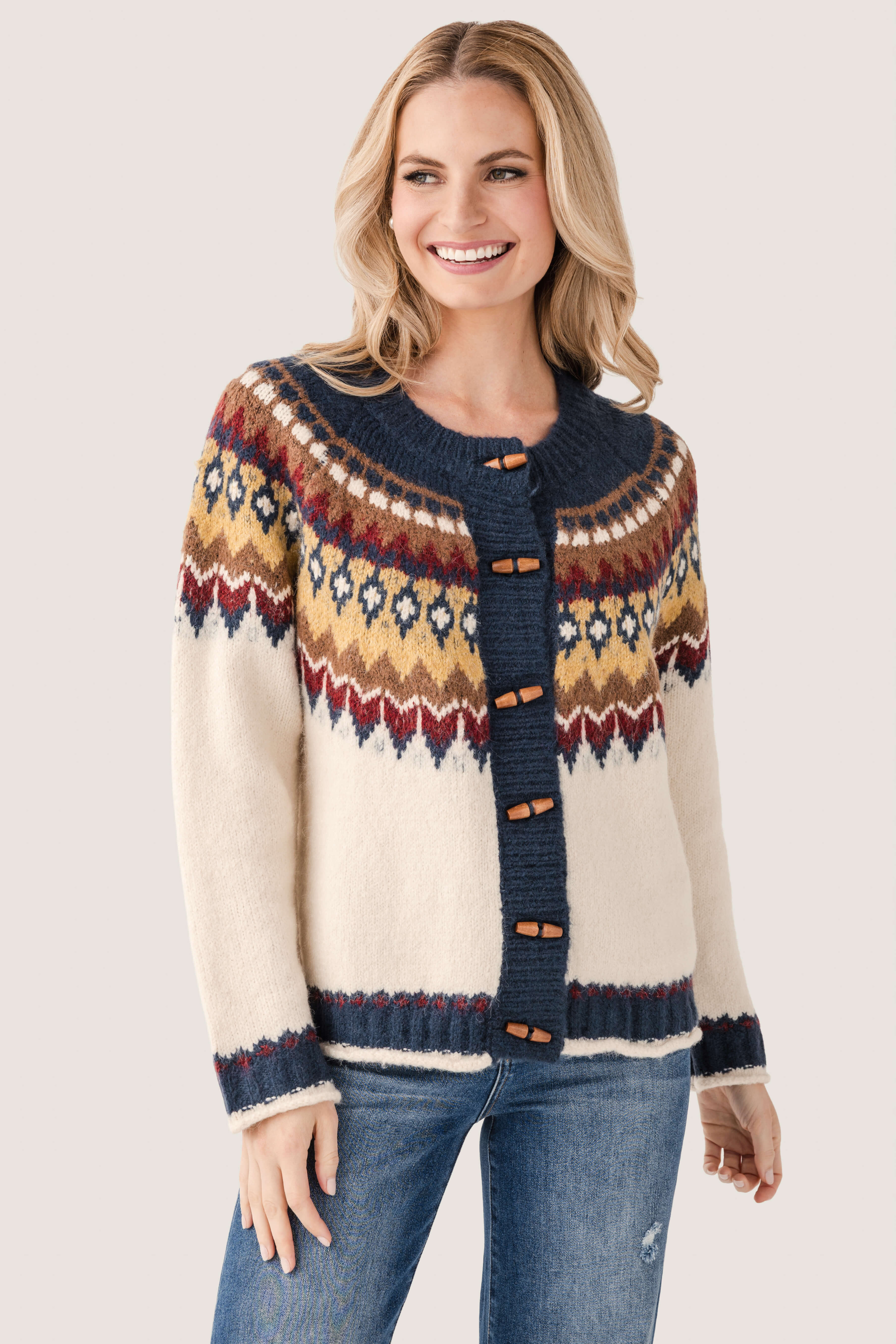 Raisonnel Nordic Pattern Toggle Knit Cardigan