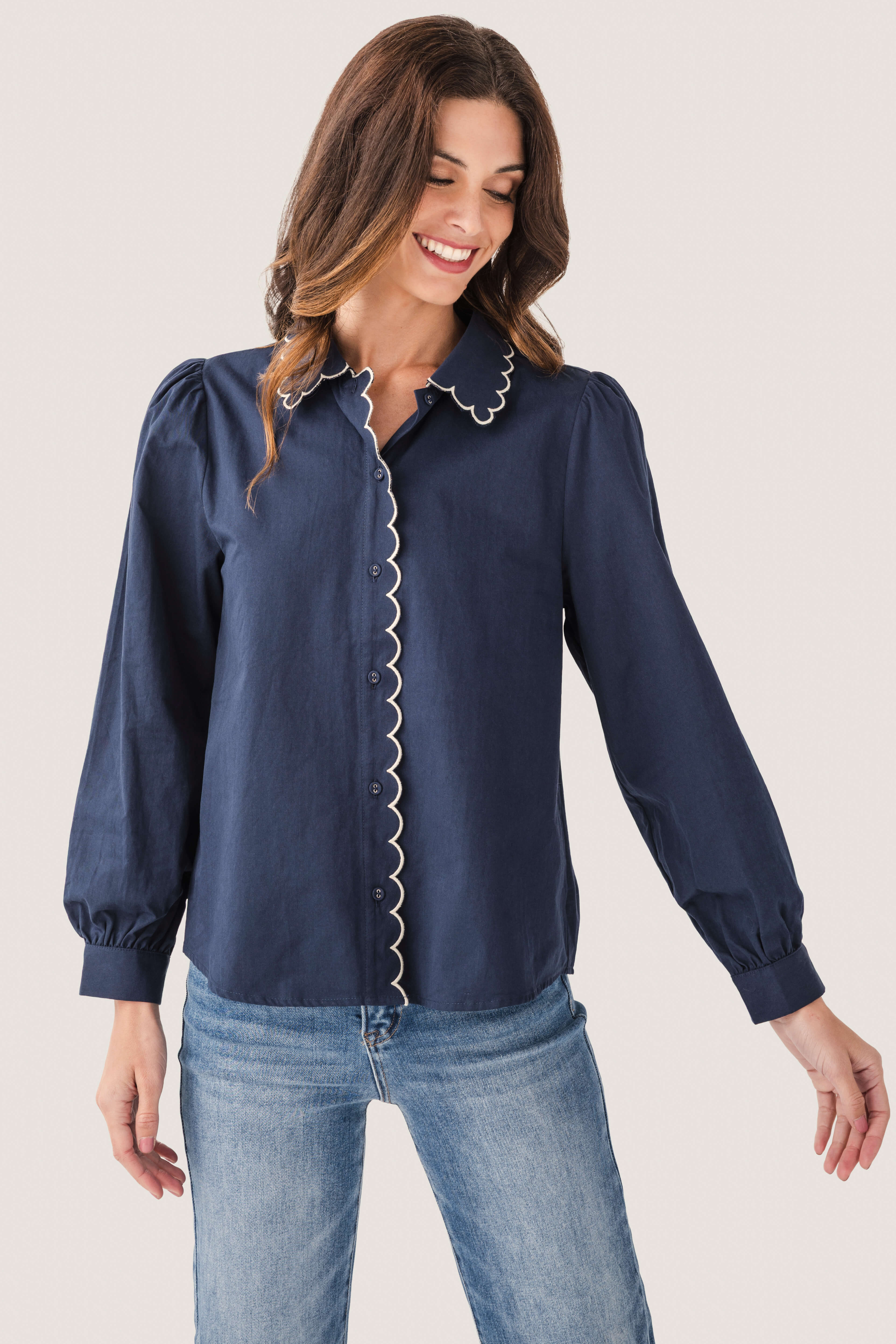 Jodifl Scallop Edge Button Down Top