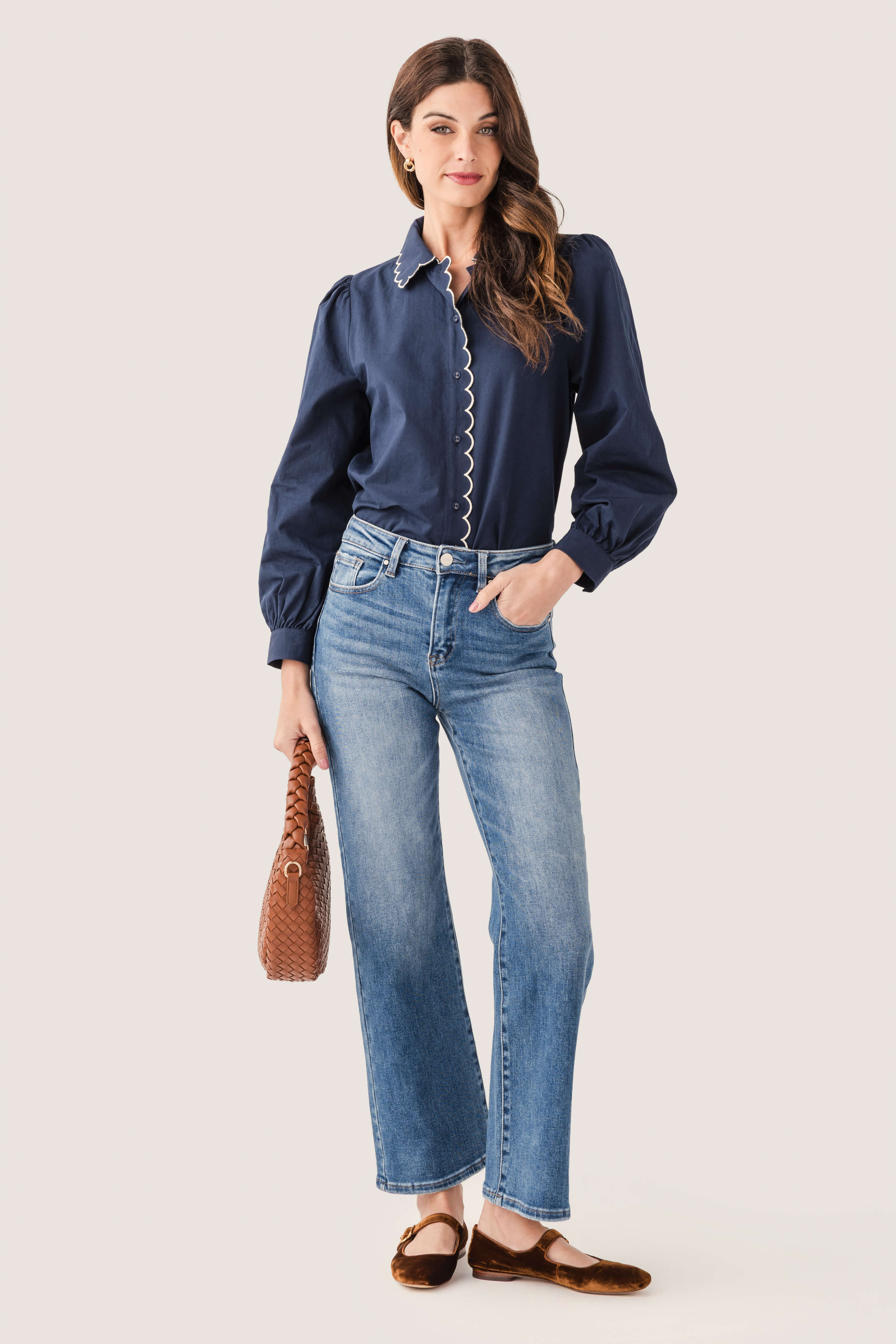 Jodifl Scallop Edge Button Down Top