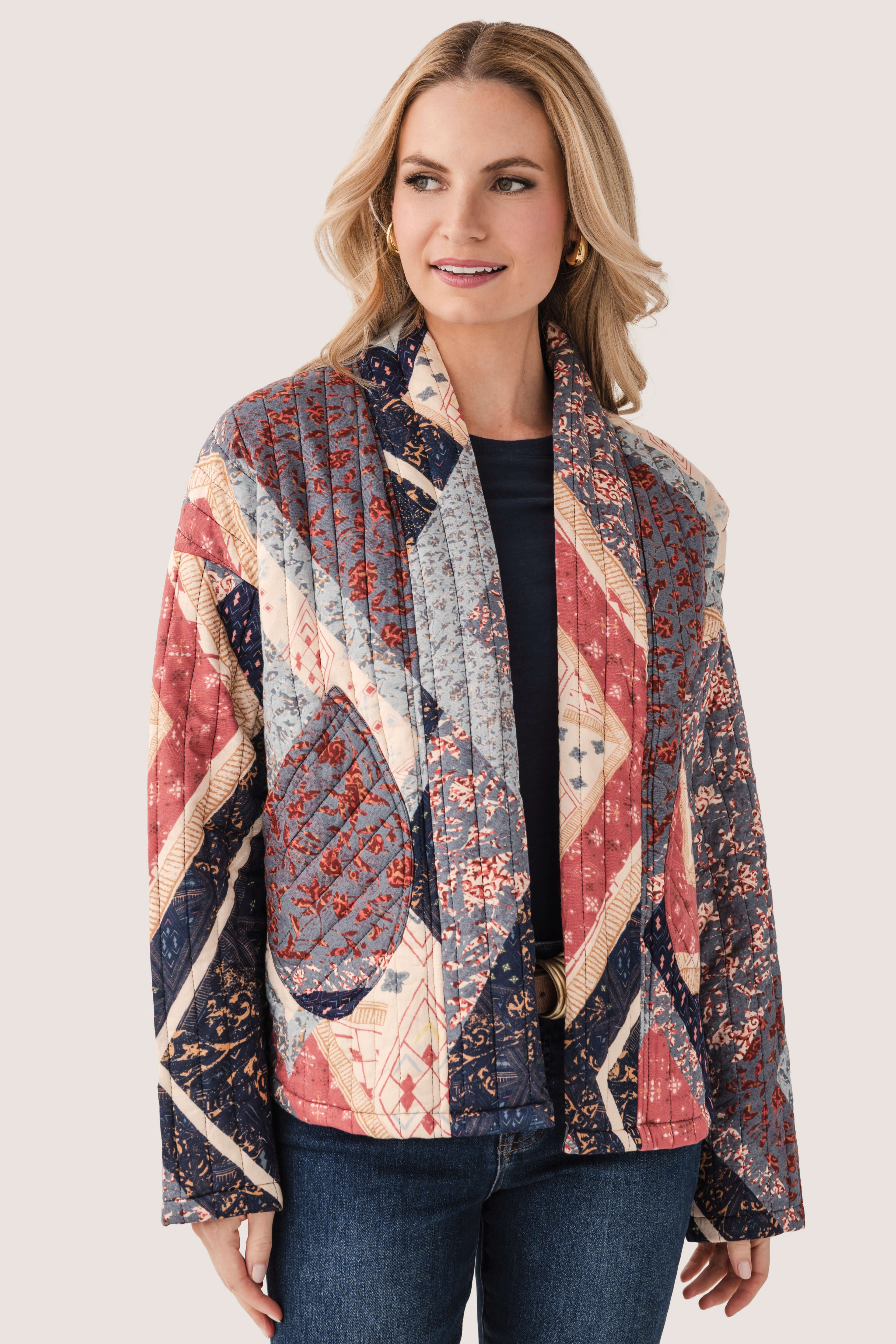 En Creme Mixed Print Jacket