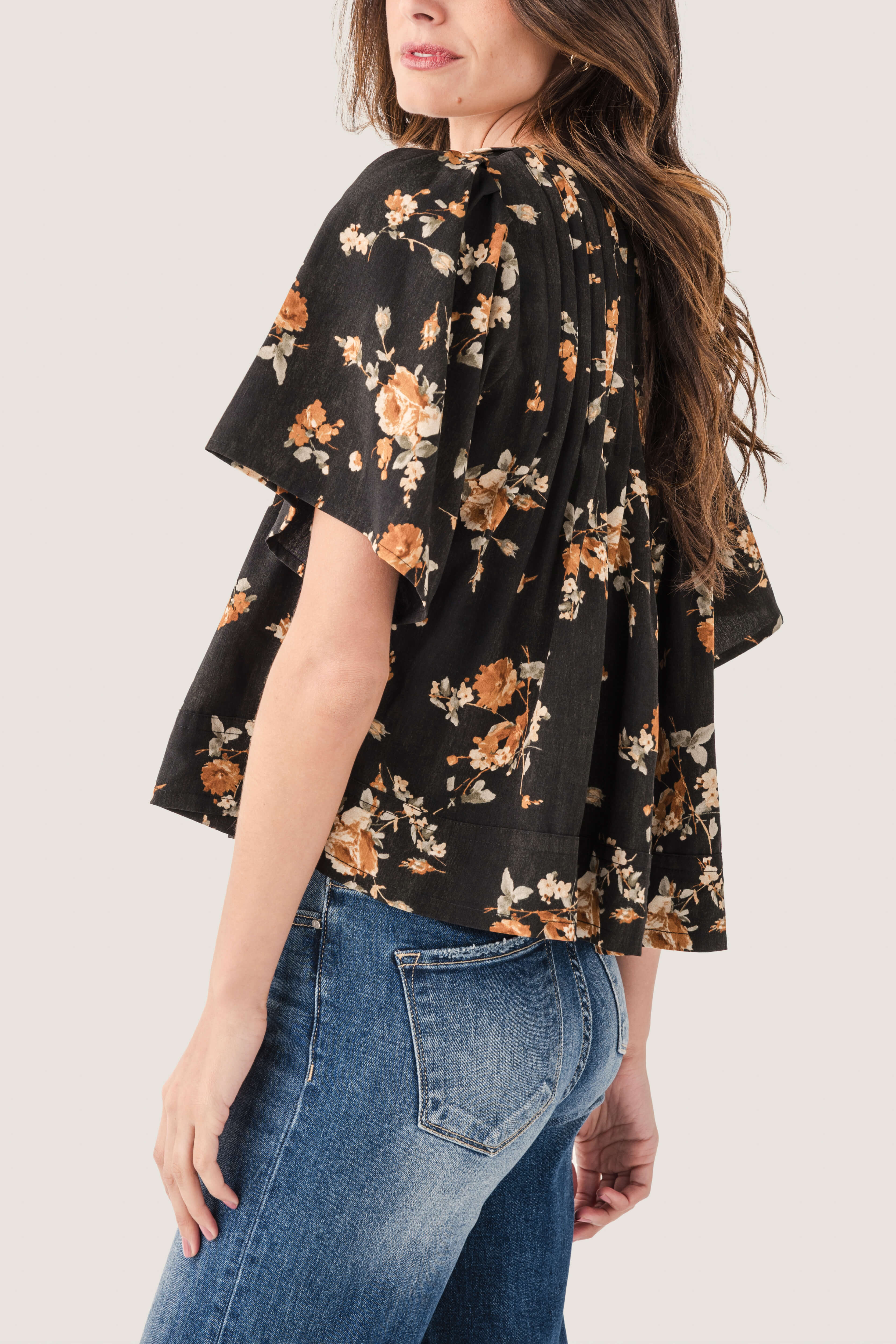 Seraphine Row Flower Pin Tuck Top
