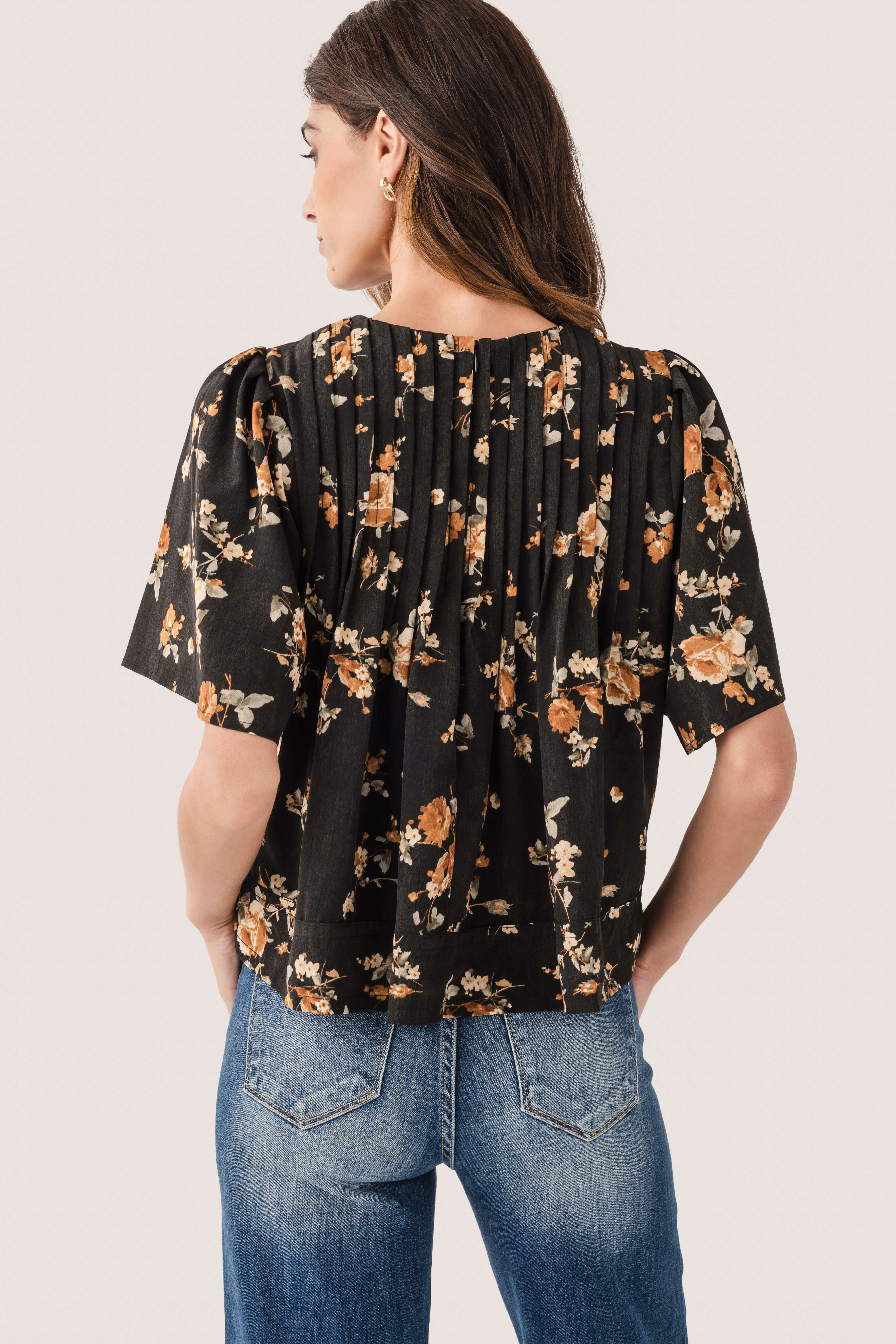 Seraphine Row Flower Pin Tuck Top