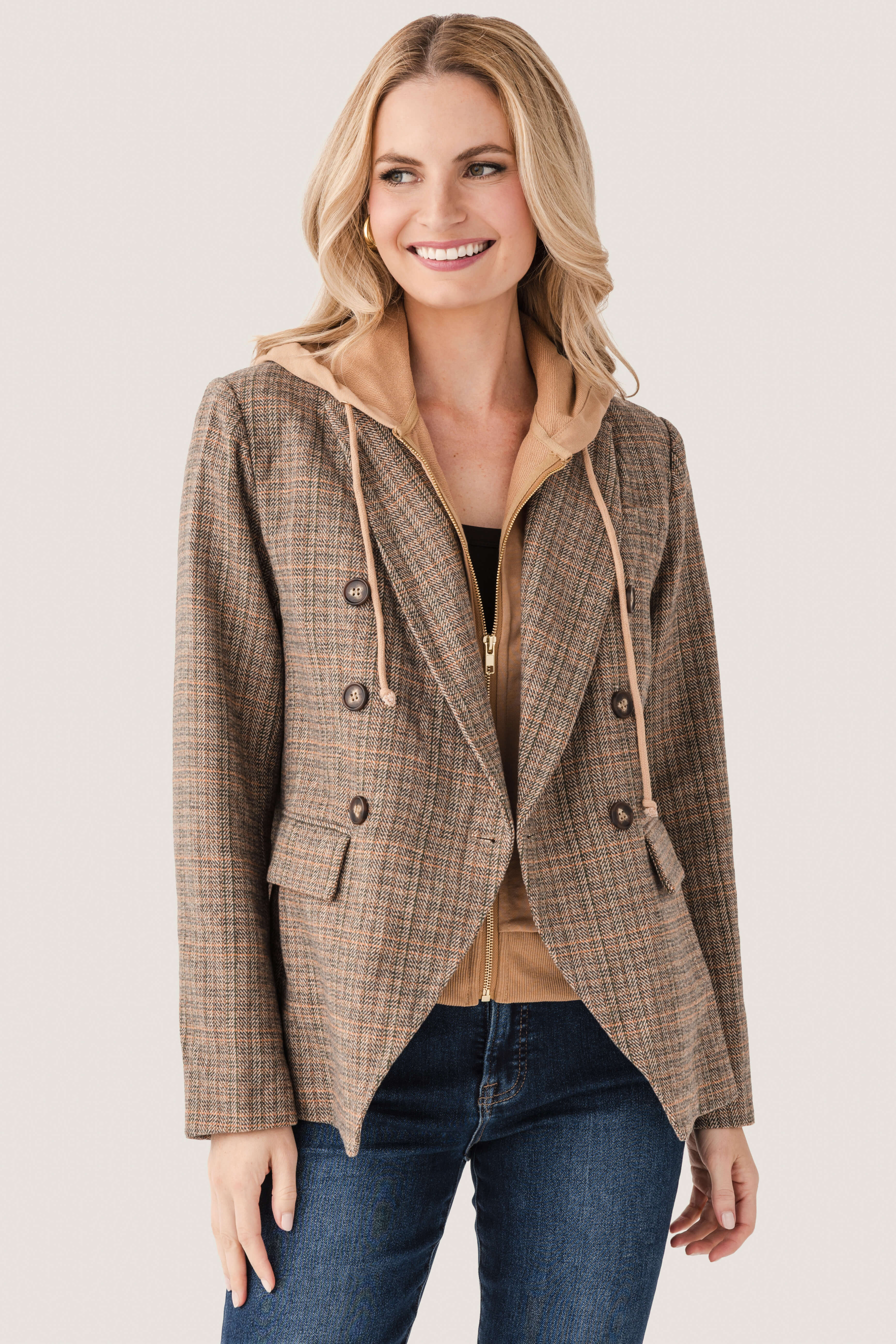 Fate Hooded Double Breasted Blazer