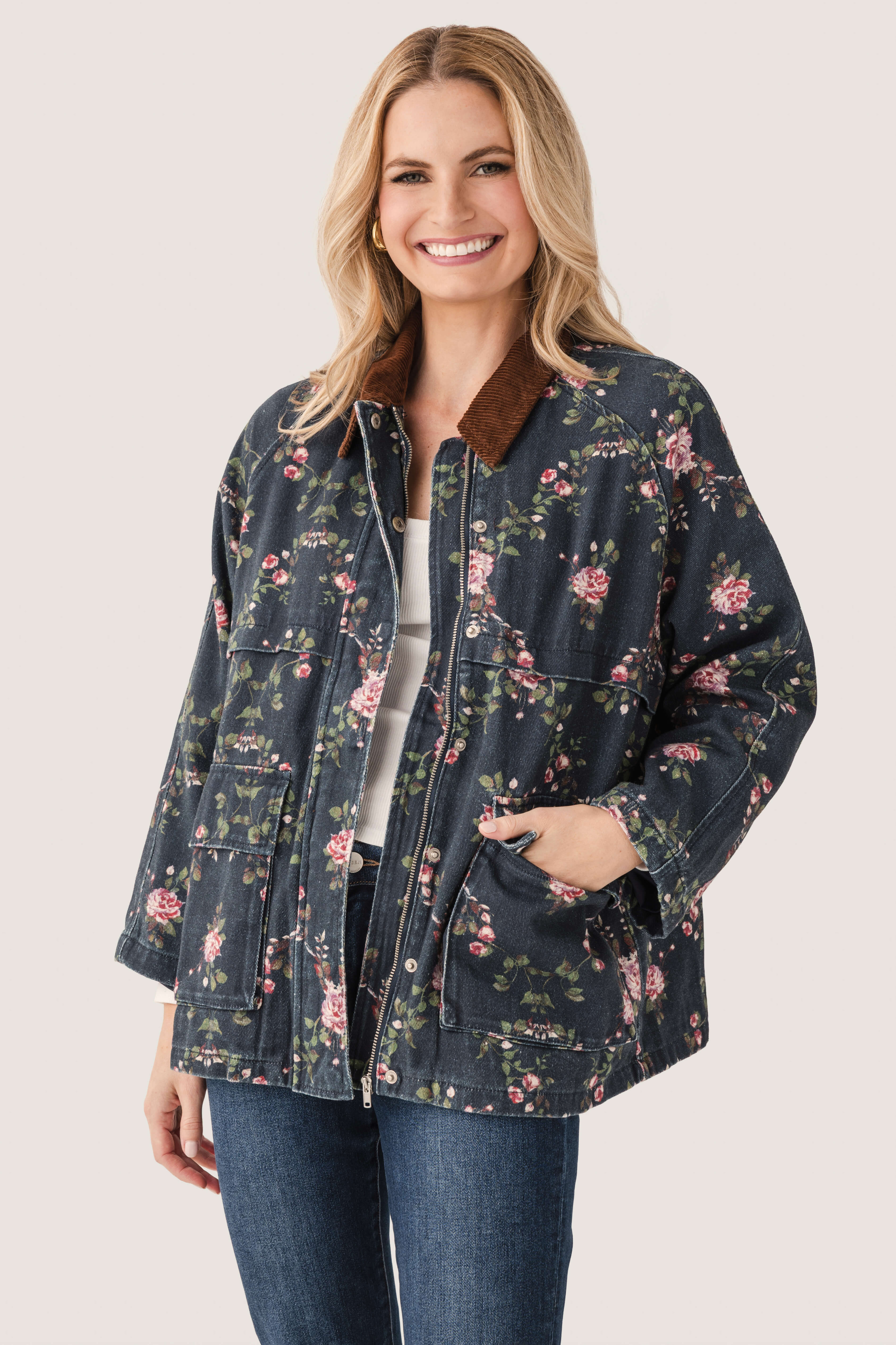Raisonnel Floral Printed Utility Jacket