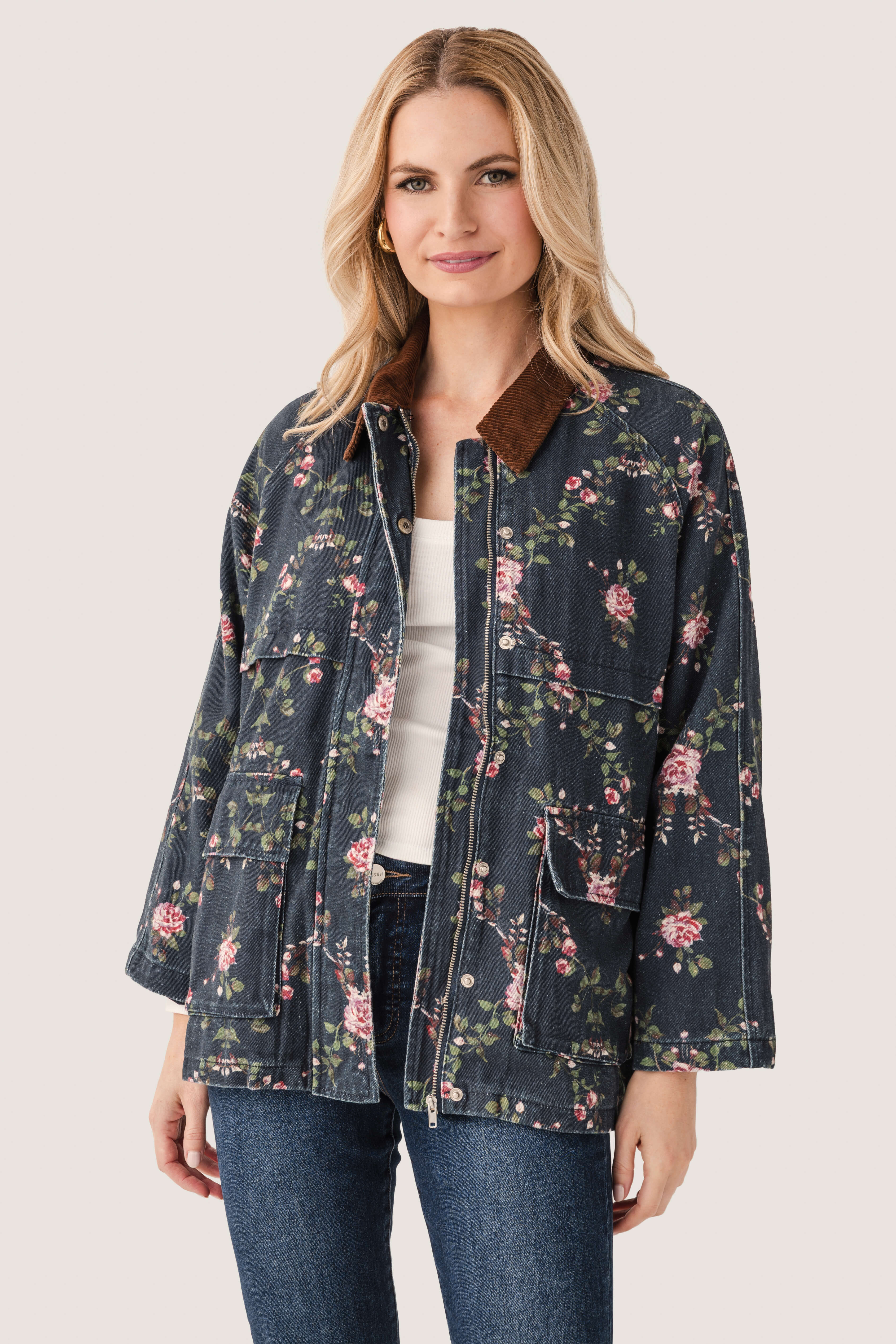 Raisonnel Floral Printed Utility Jacket