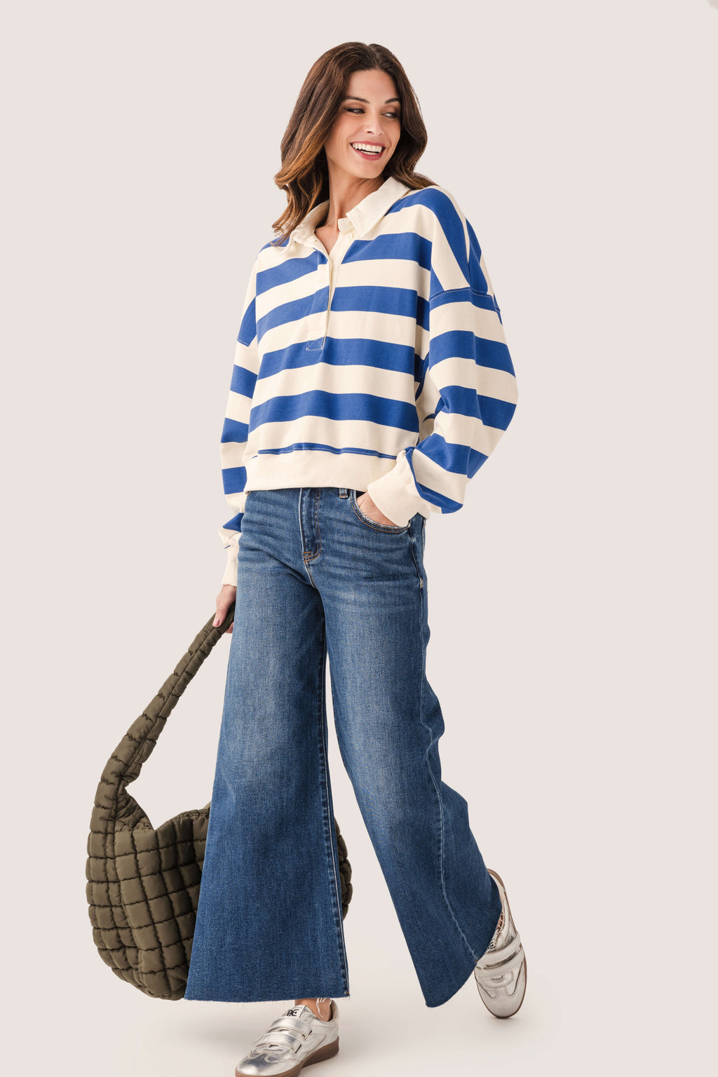 By Together Amerie Striped Collared Top