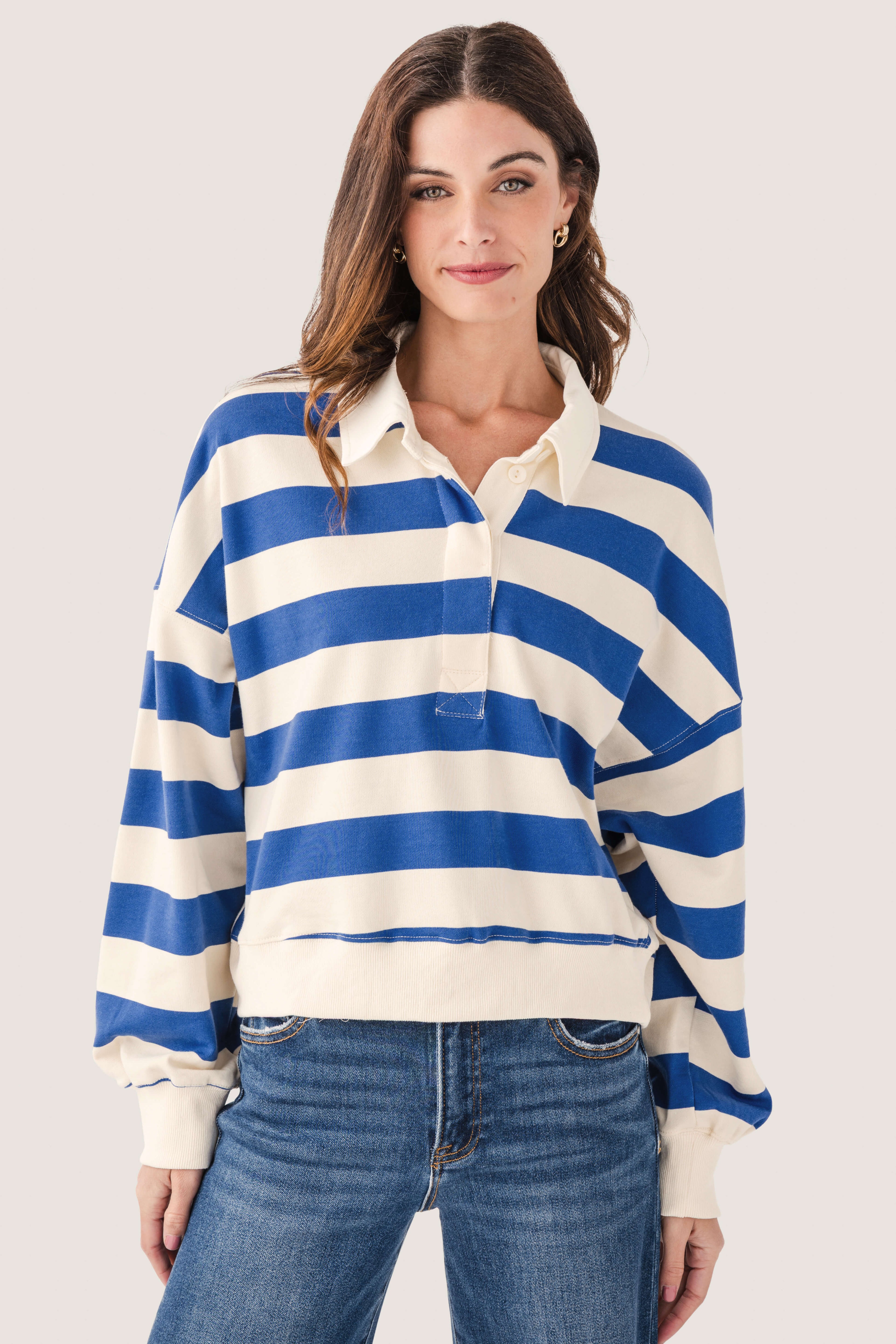 By Together Amerie Striped Collared Top