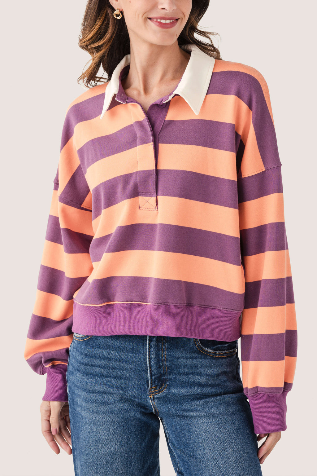 By Together Amerie Striped Collared Top