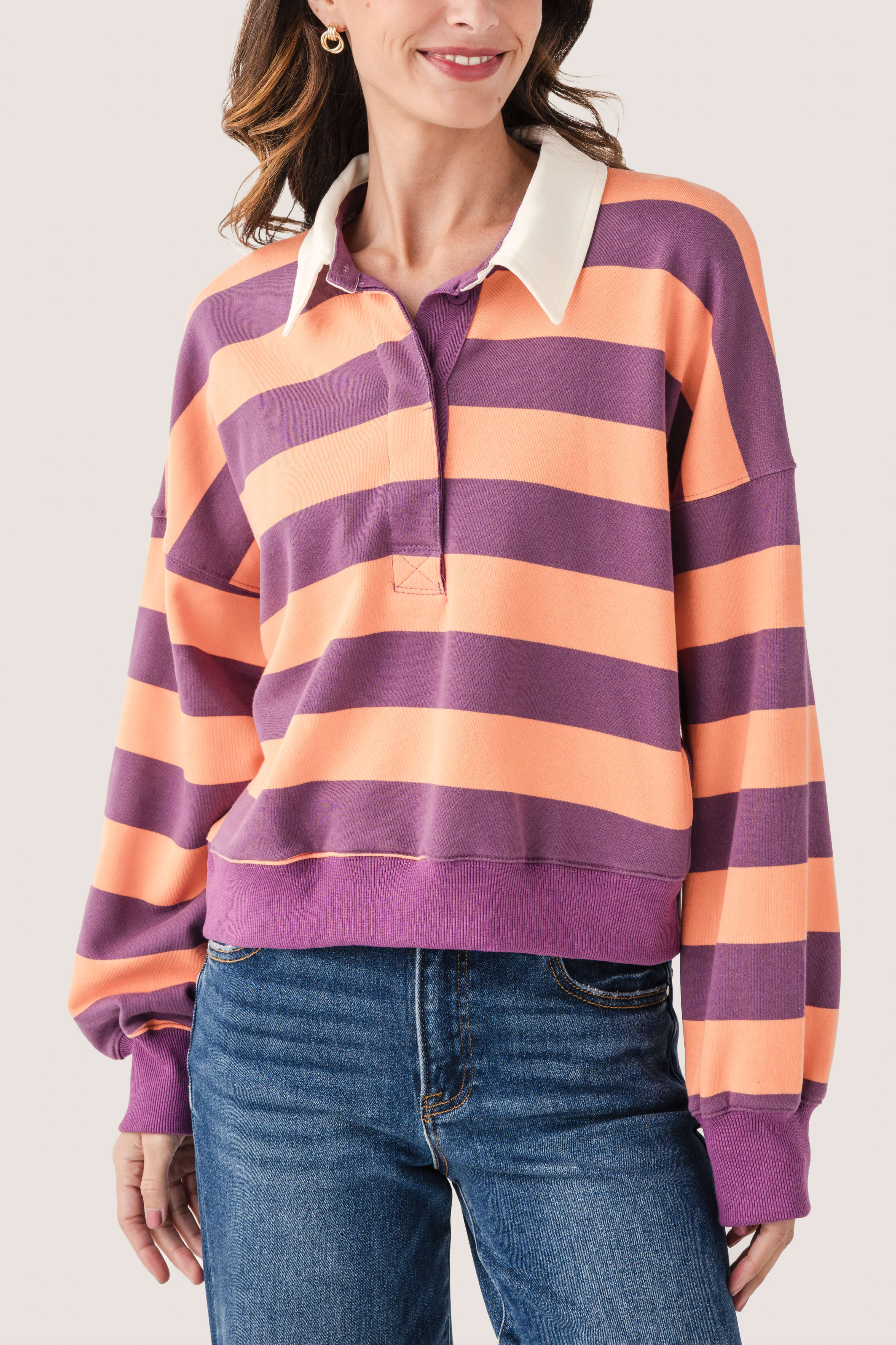 By Together Amerie Striped Collared Top