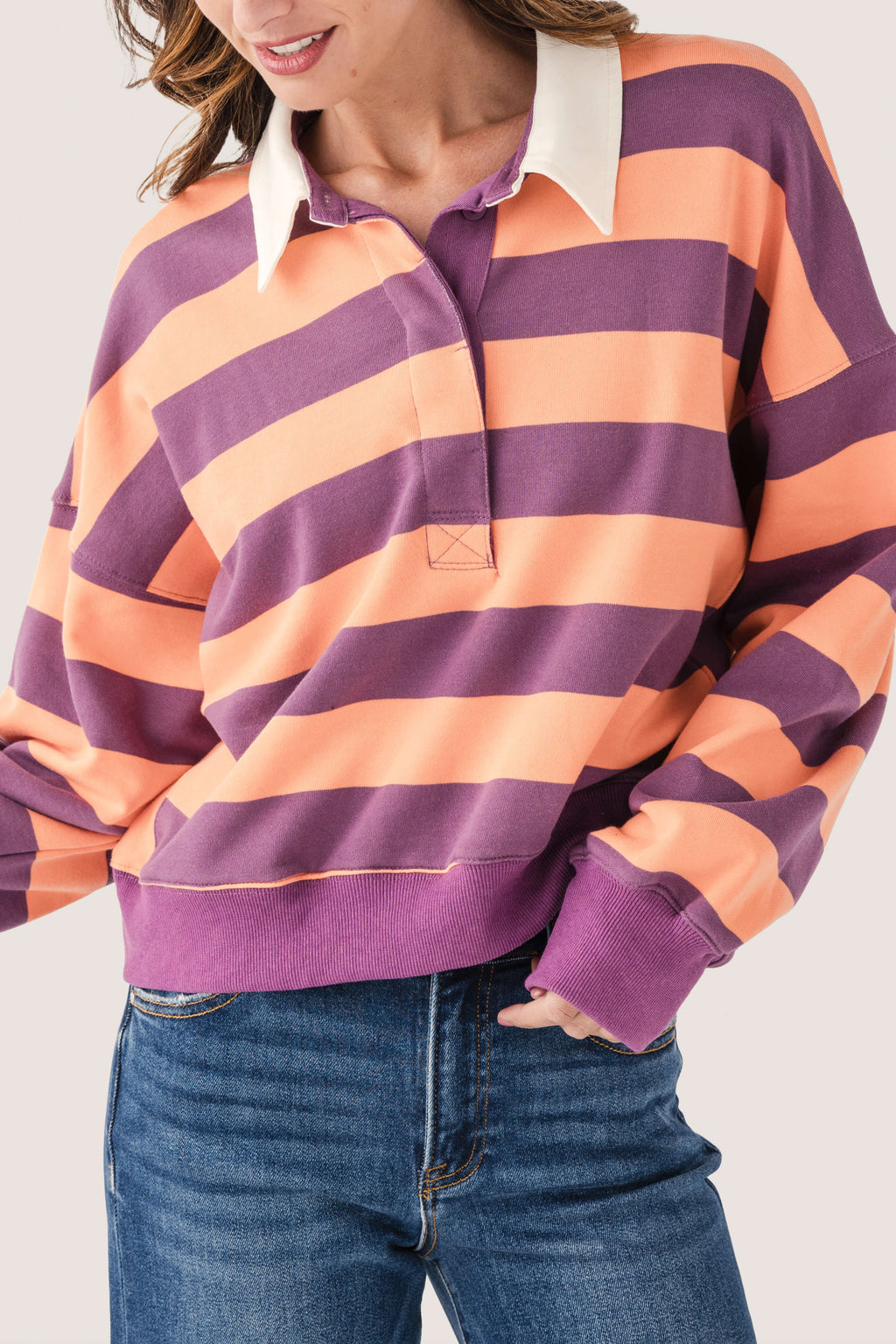 By Together Amerie Striped Collared Top