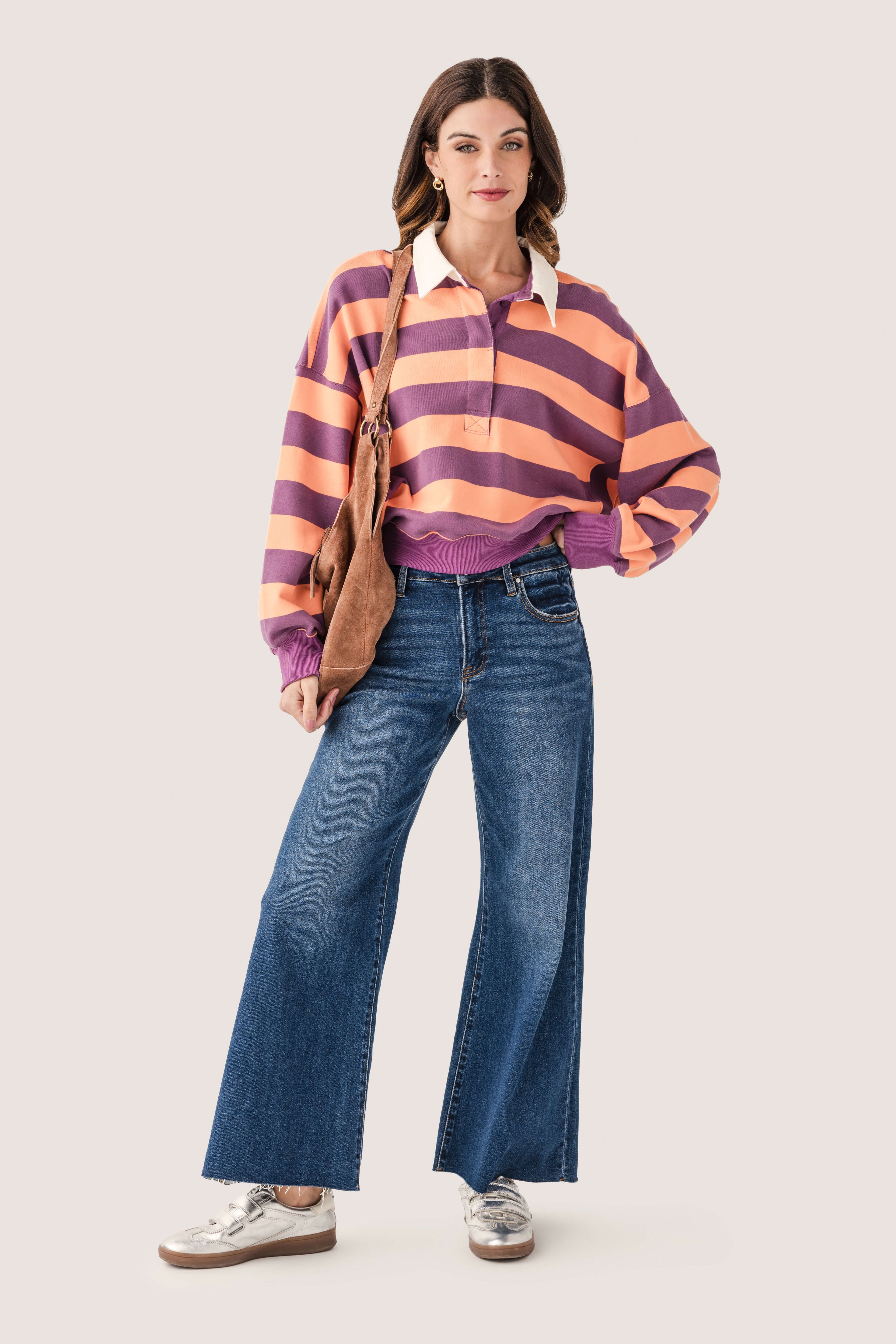 By Together Amerie Striped Collared Top