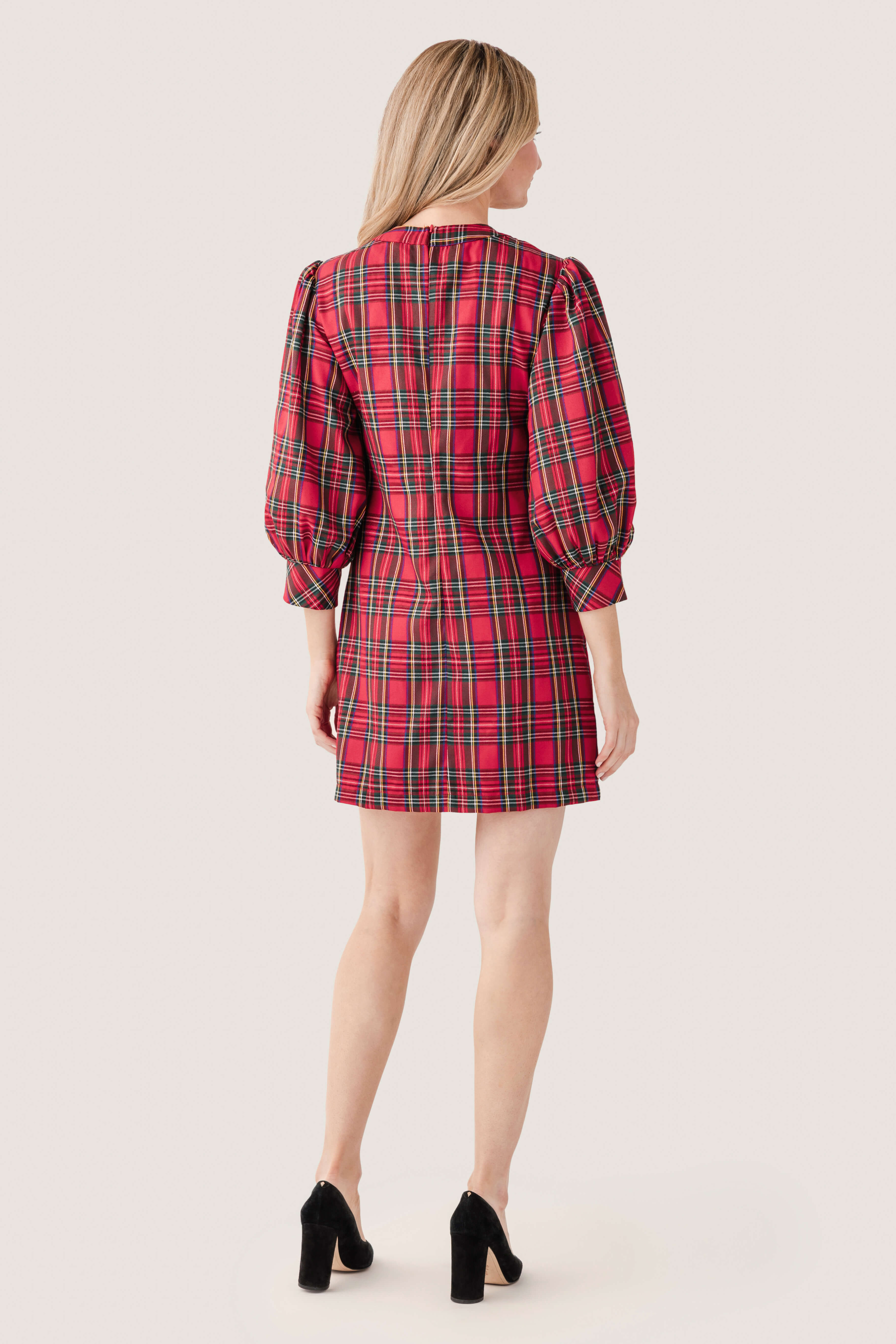Pinch Tartan 3/4 Sleeve Mini Dress