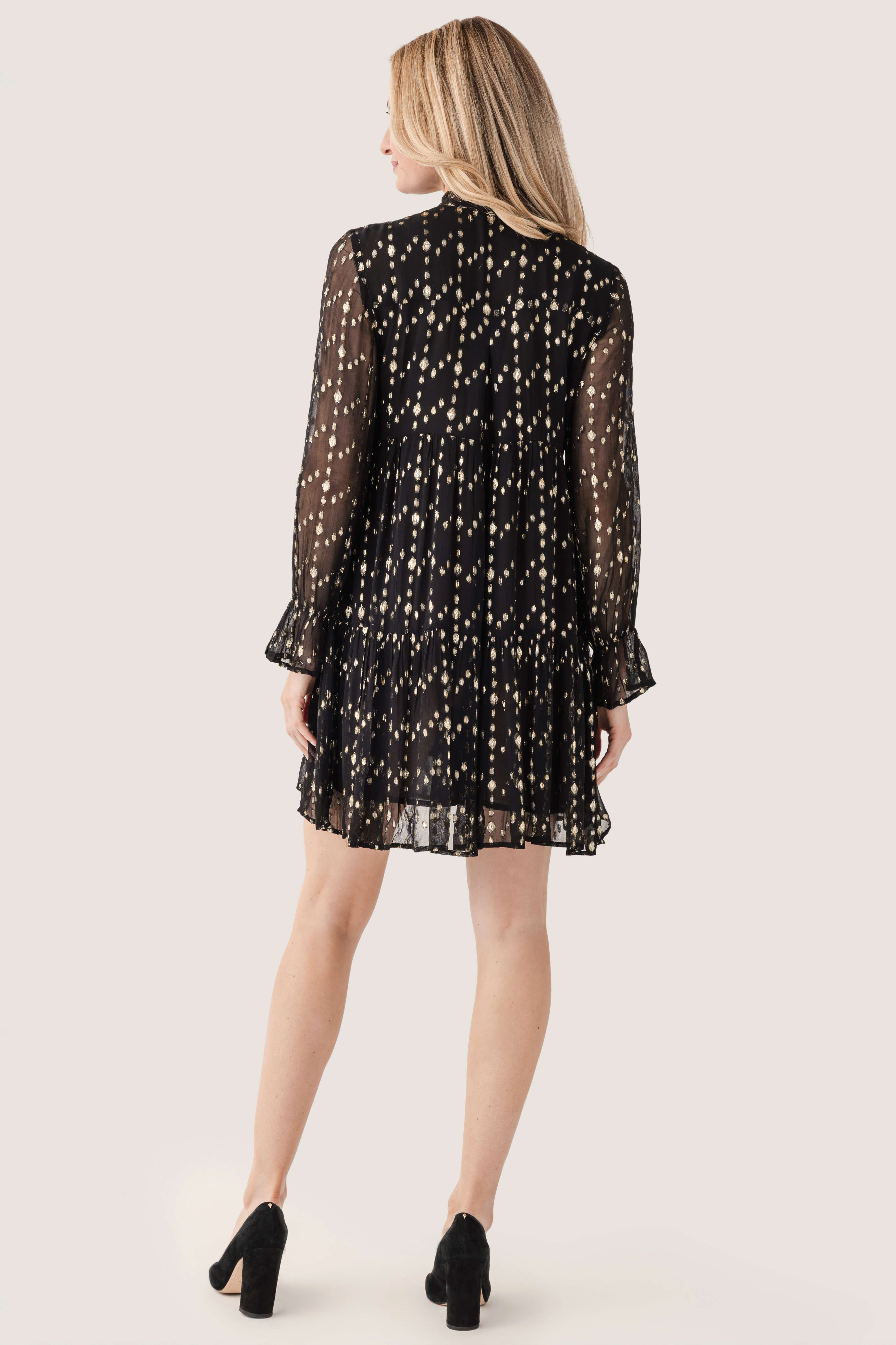 Elan Lurex Long Sleeve Tiered Dress