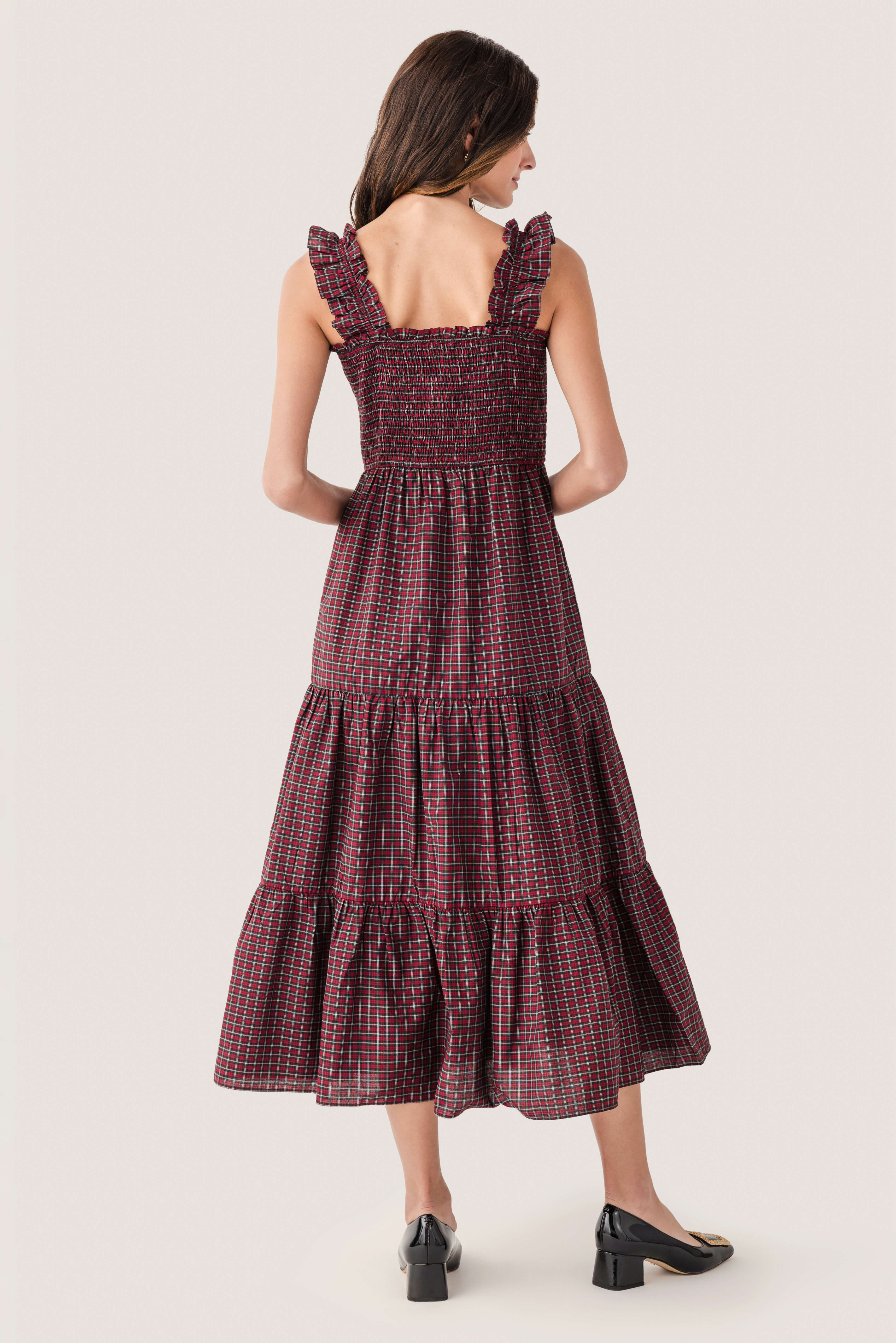 Wishlist Tartan Smocked Midi Dress