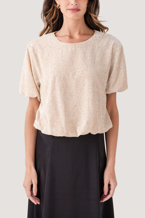 By Together Beccare Sequin Bubble Hem Top