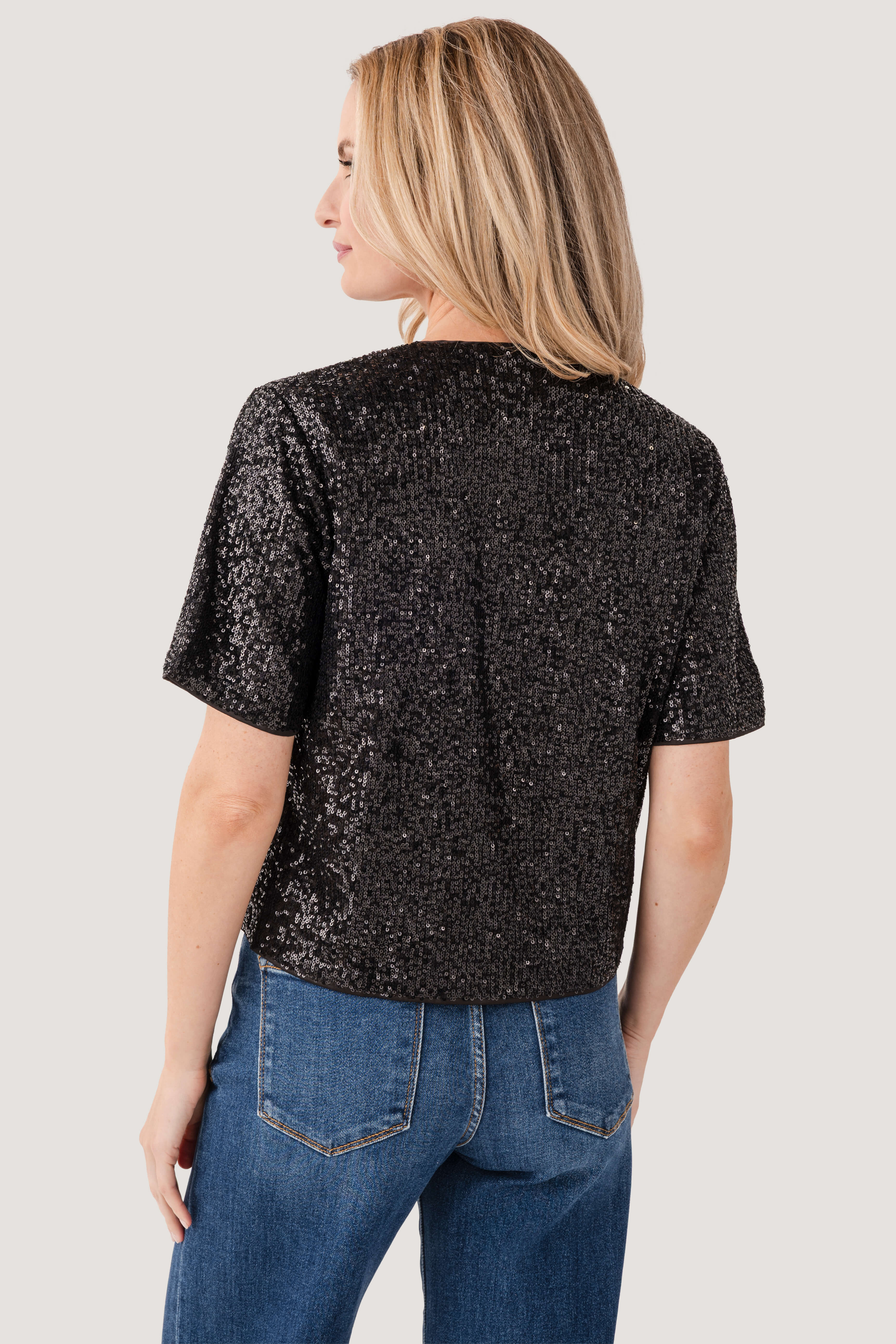 Wishlist Sequin Short Sleeve Bow Top