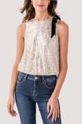 By Together Sequin Bow Detail Top