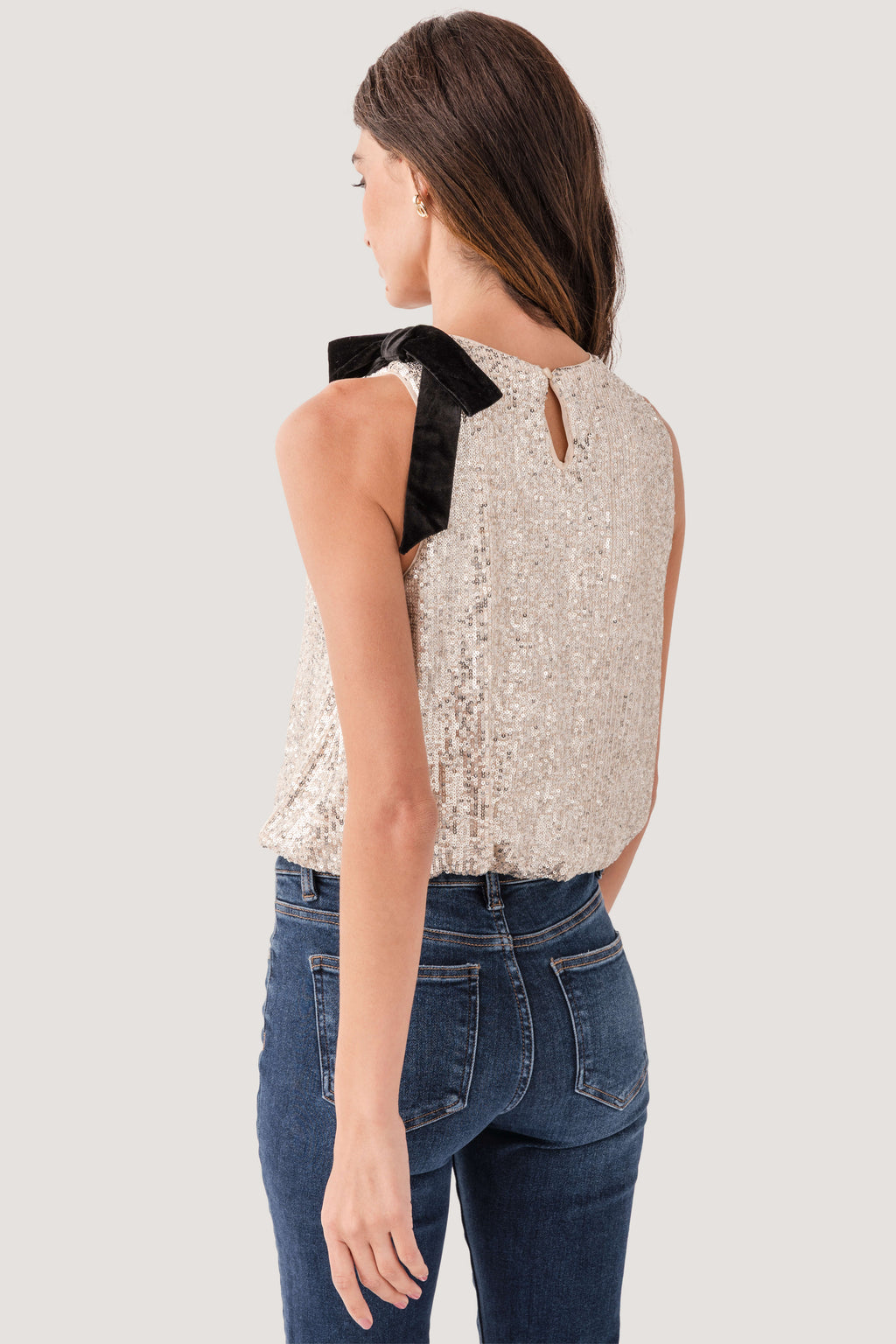By Together Sequin Bow Detail Top