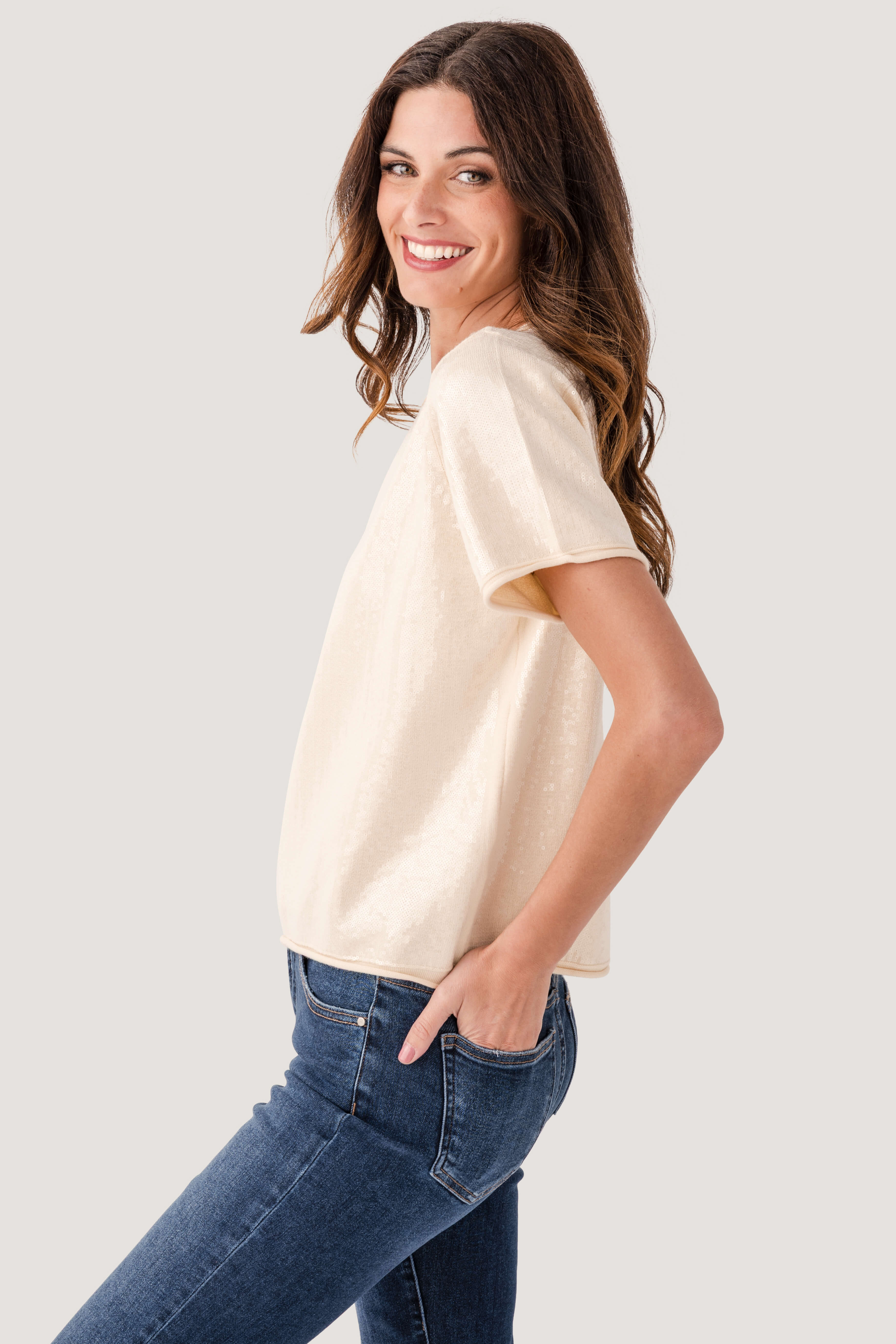 Jodifl Sequin Short Sleeve Top