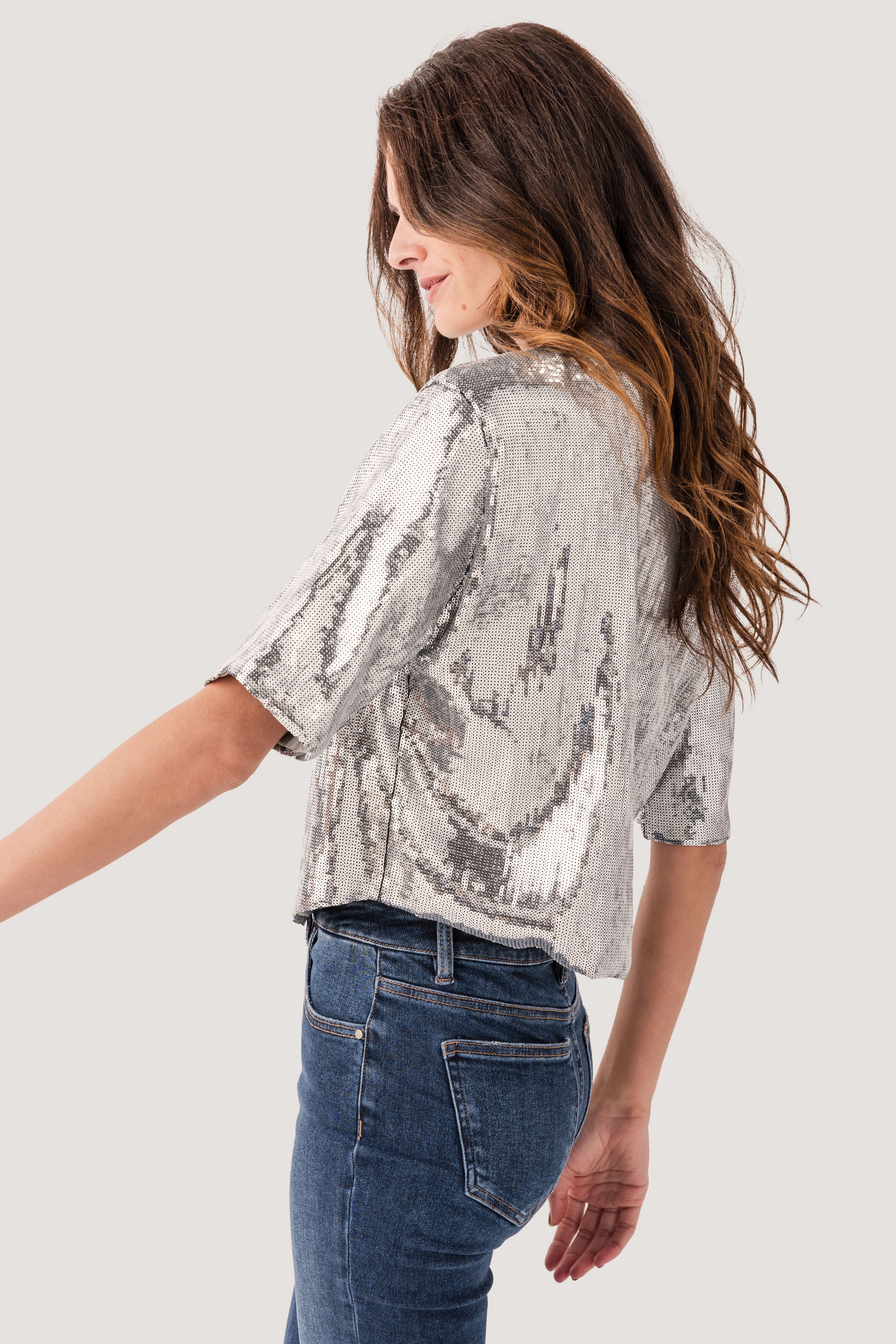 Elan Sequin Short Sleeve Top