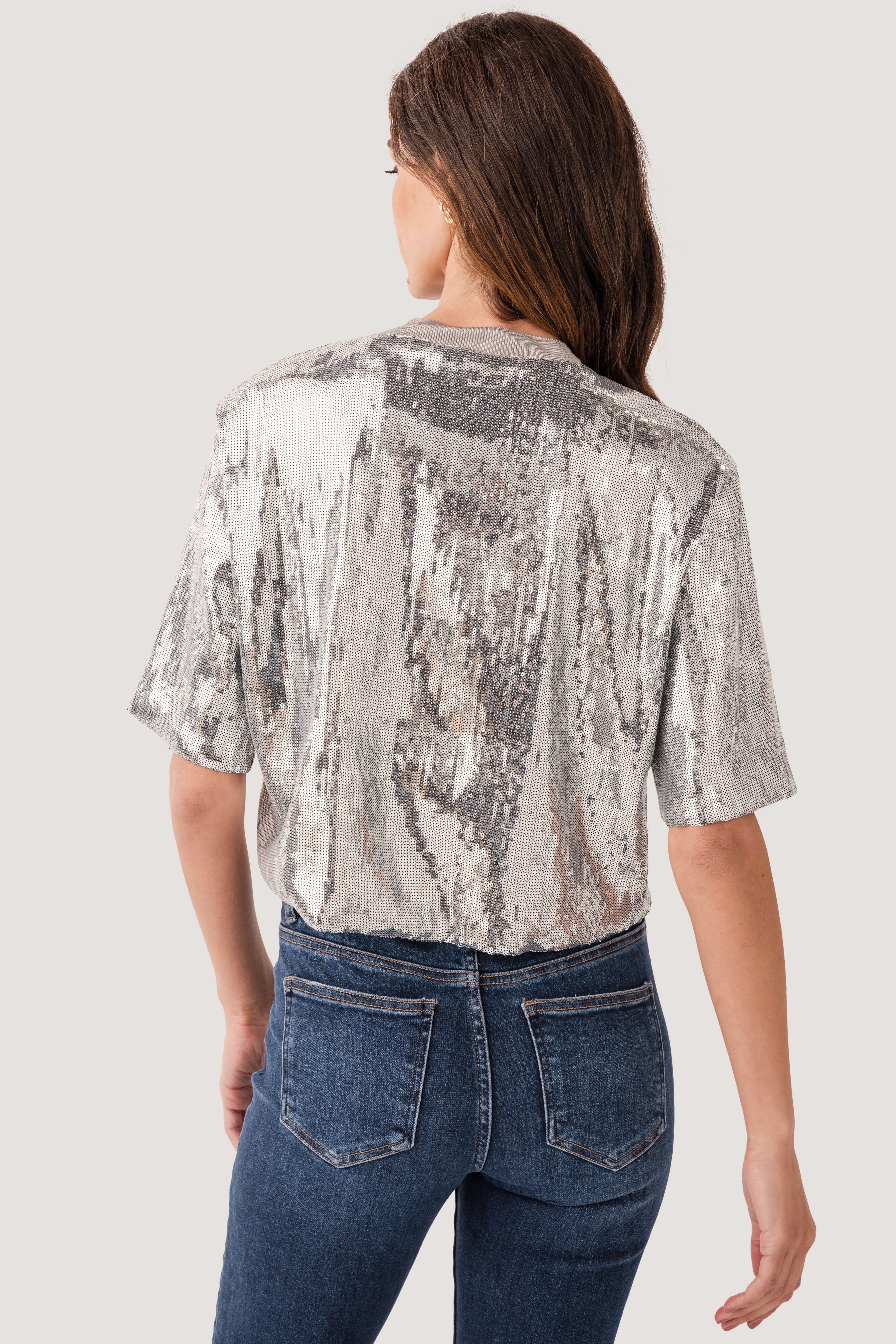 Elan Sequin Short Sleeve Top