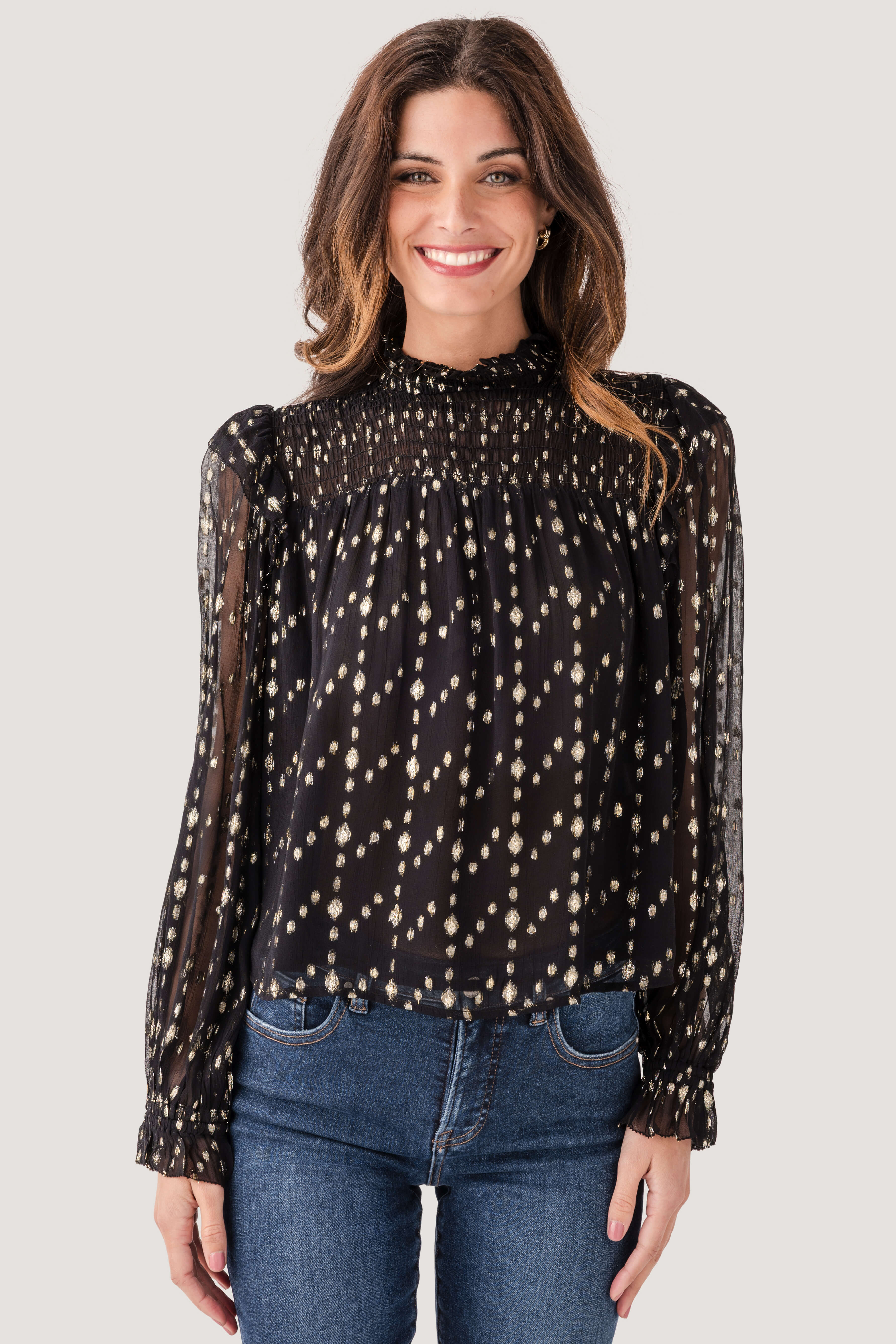Elan Lurex Long Sleeve Top
