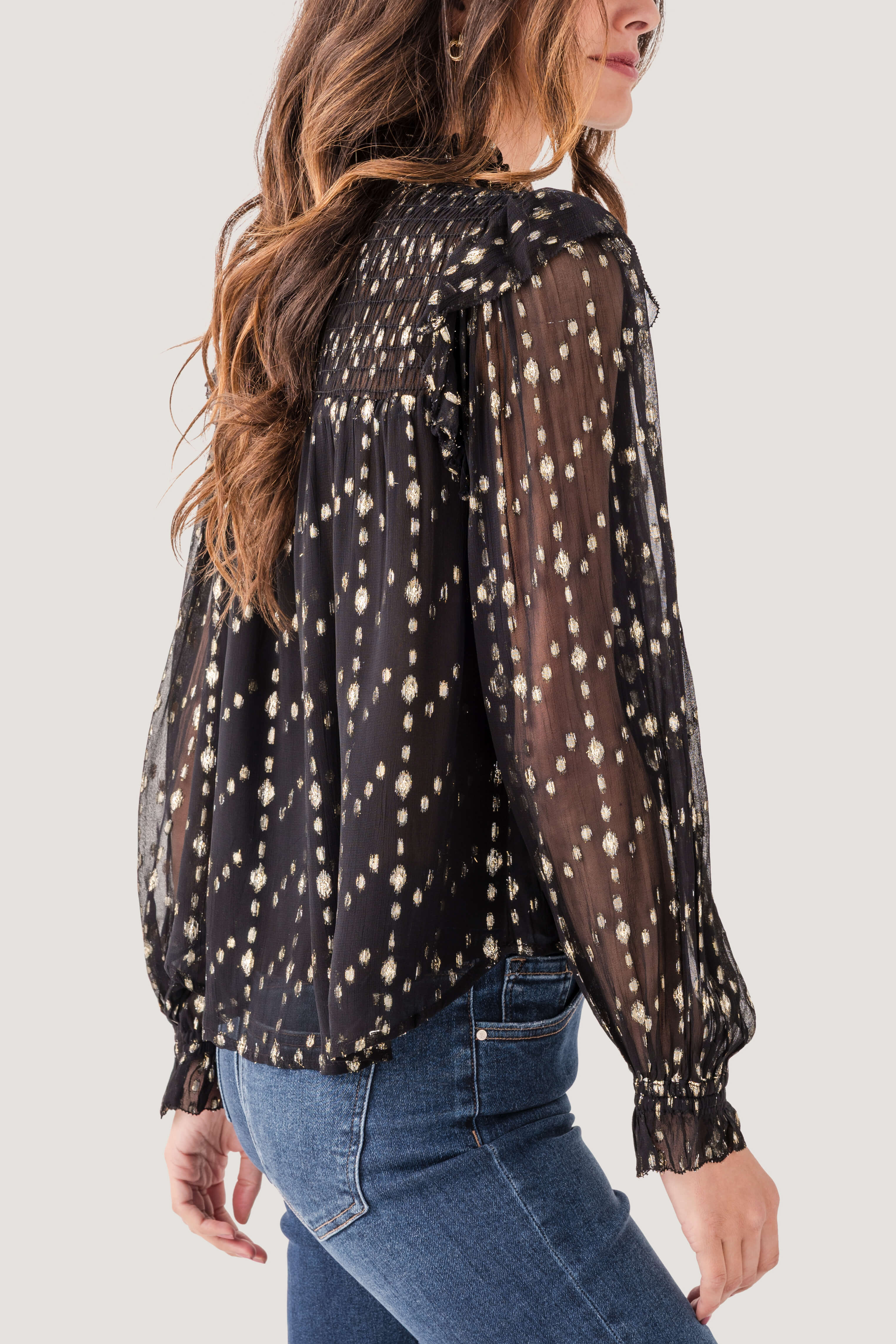 Elan Lurex Long Sleeve Top