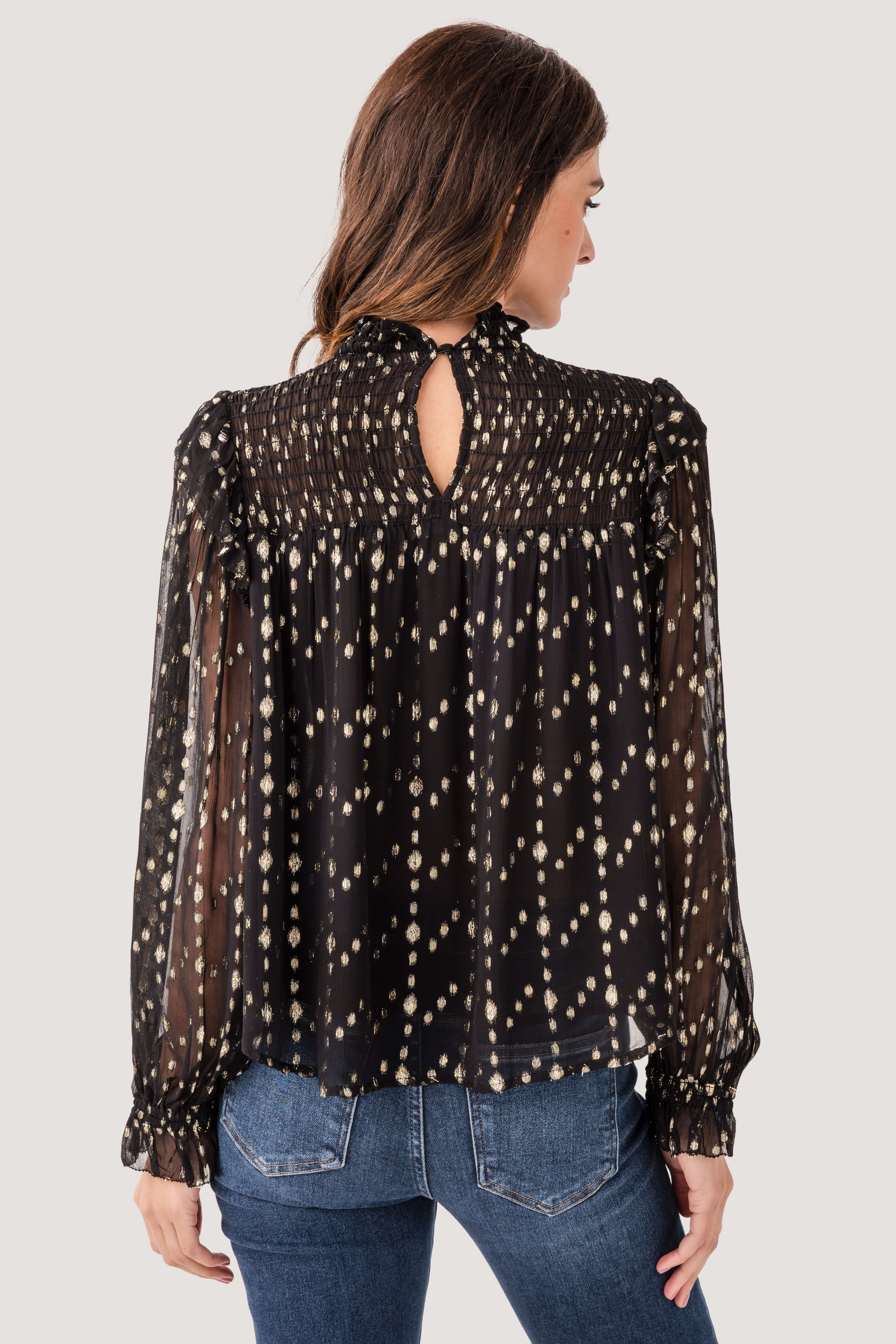 Elan Lurex Long Sleeve Top