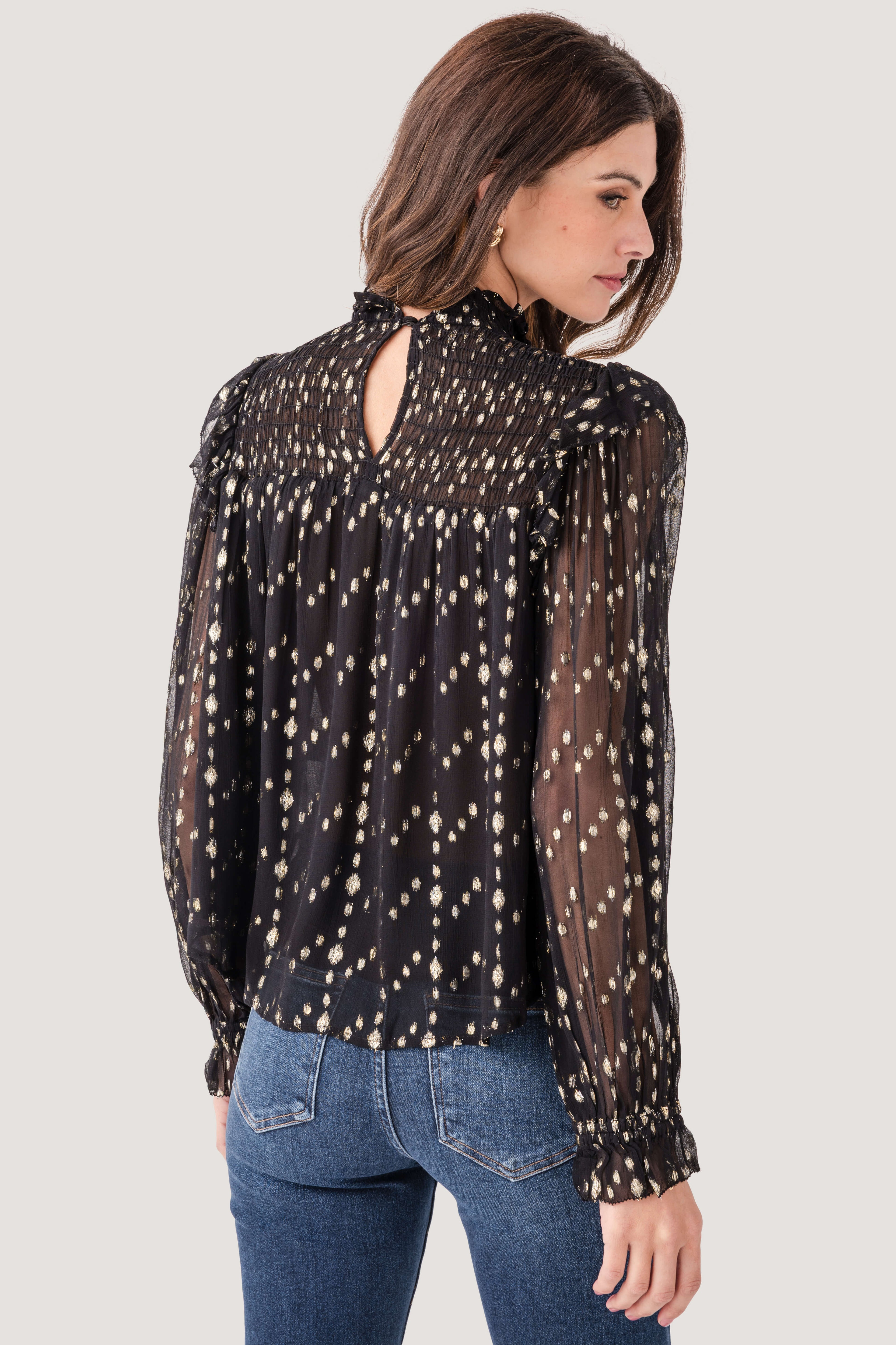 Elan Lurex Long Sleeve Top
