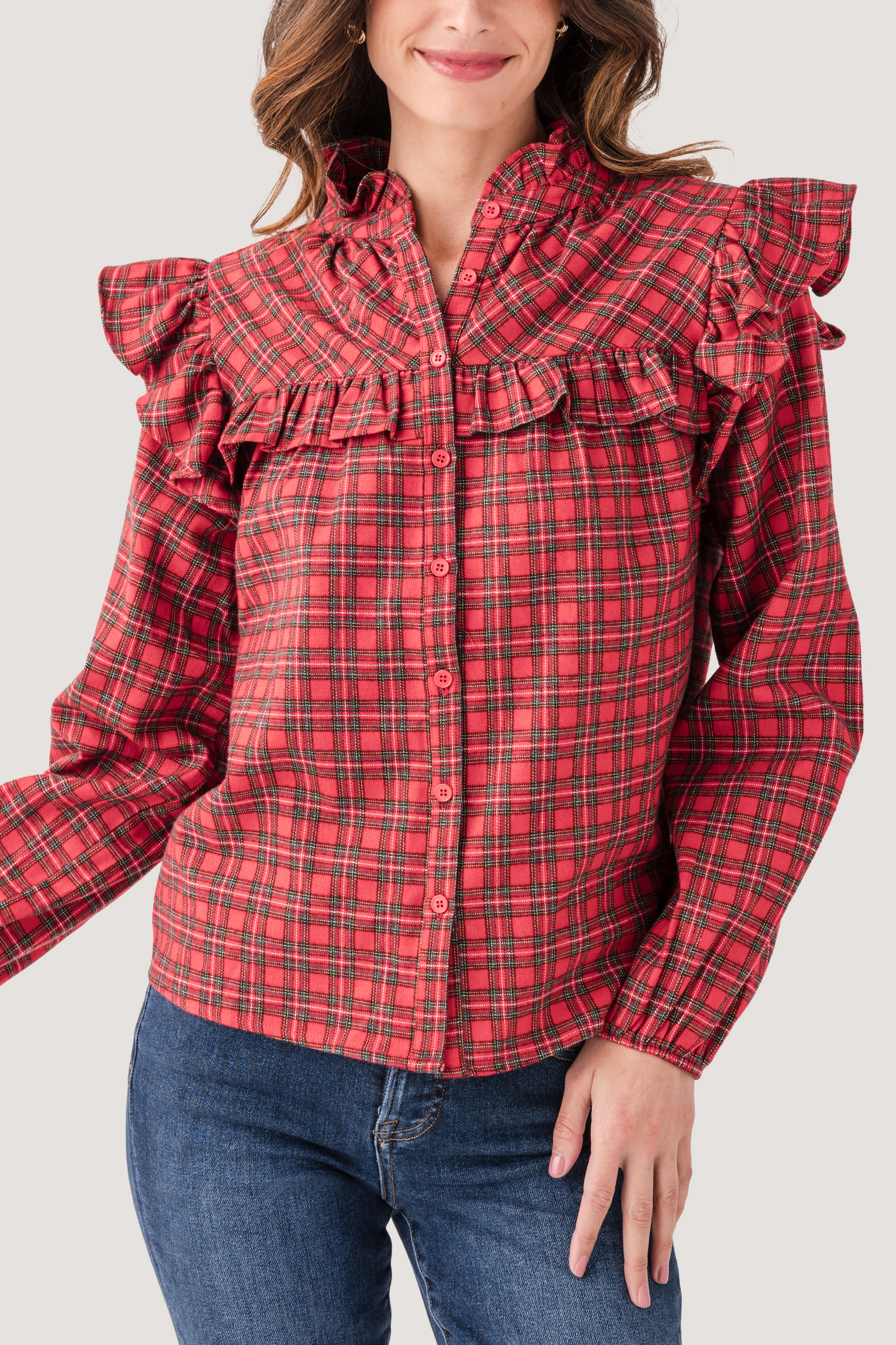 Fate Plaid Ruffle Top