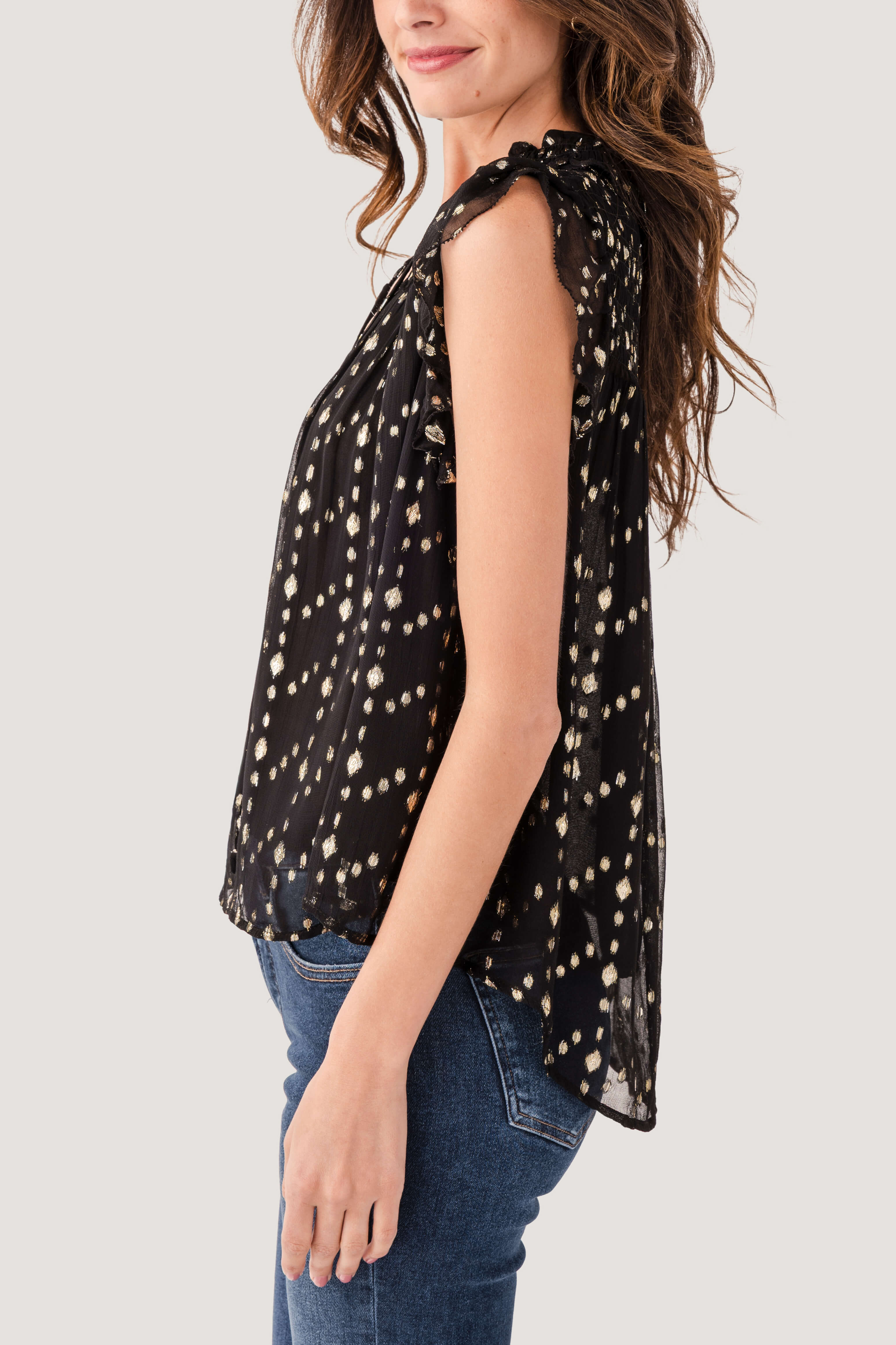 Elan Lurex Short Sleeve Top