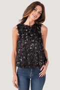 THML Sequin Eyelash Sleeveless Top