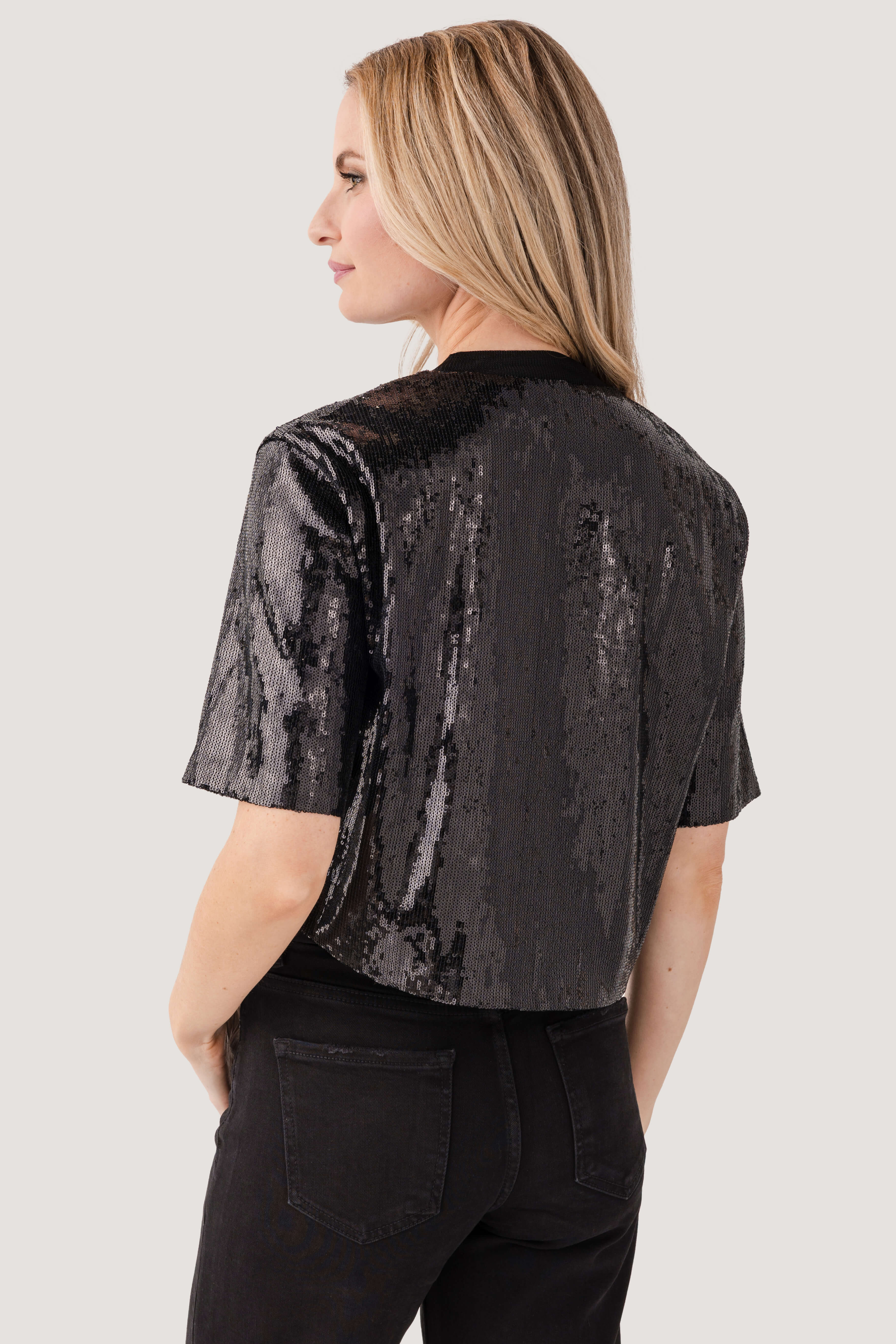 Elan Sequin Short Sleeve Top