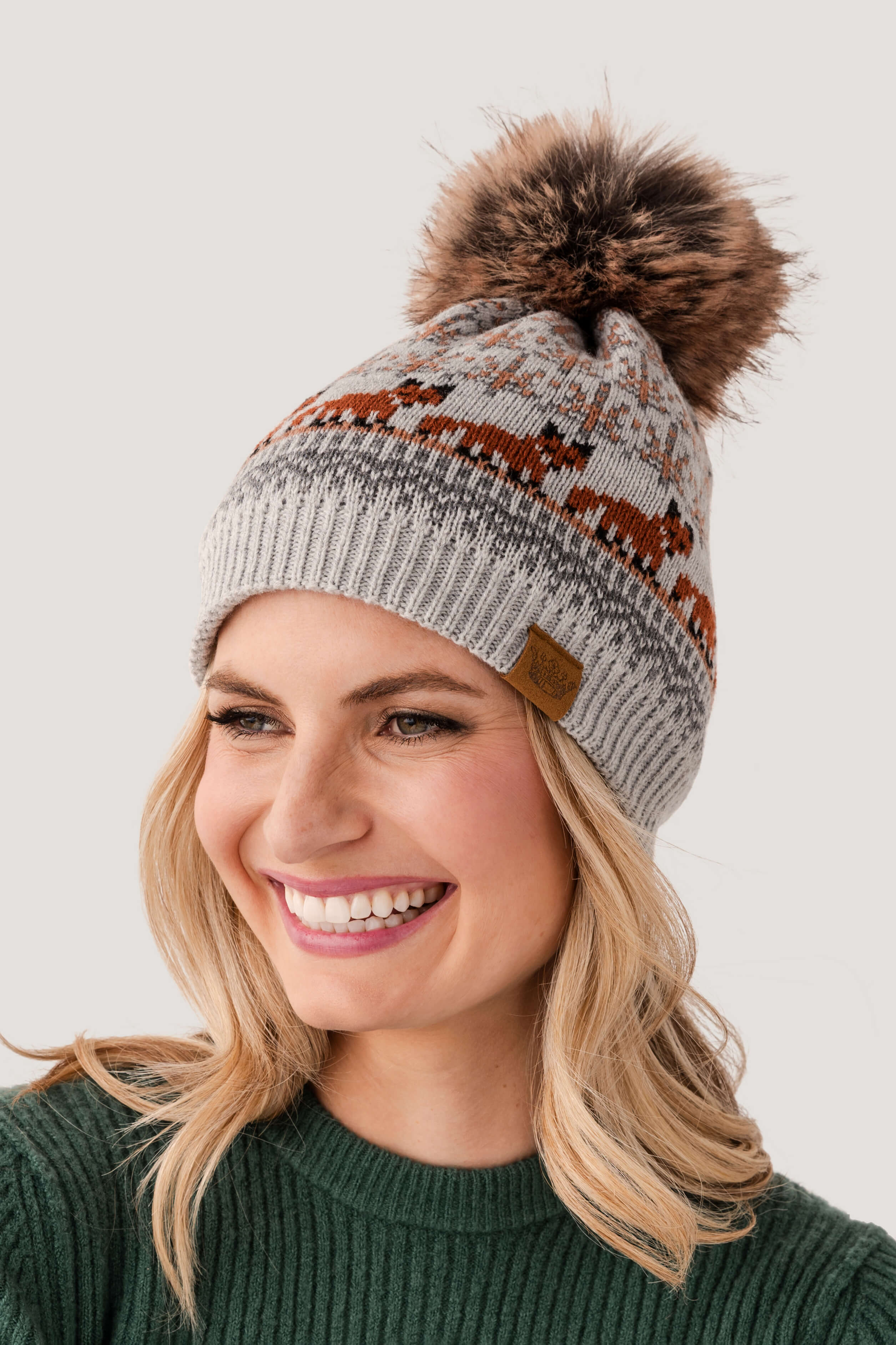 Panache Fox Pattern Pom Hat