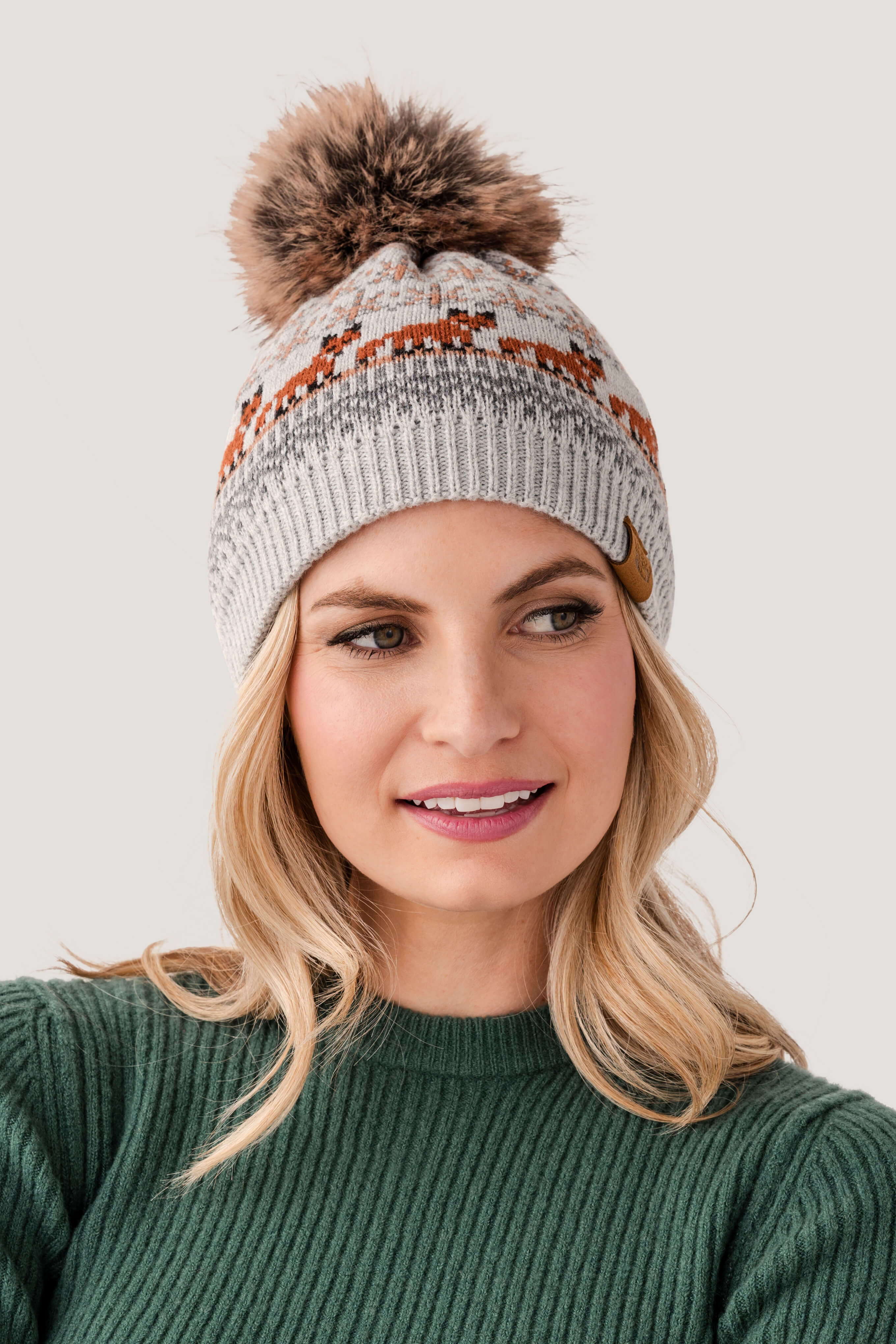 Panache Fox Pattern Pom Hat