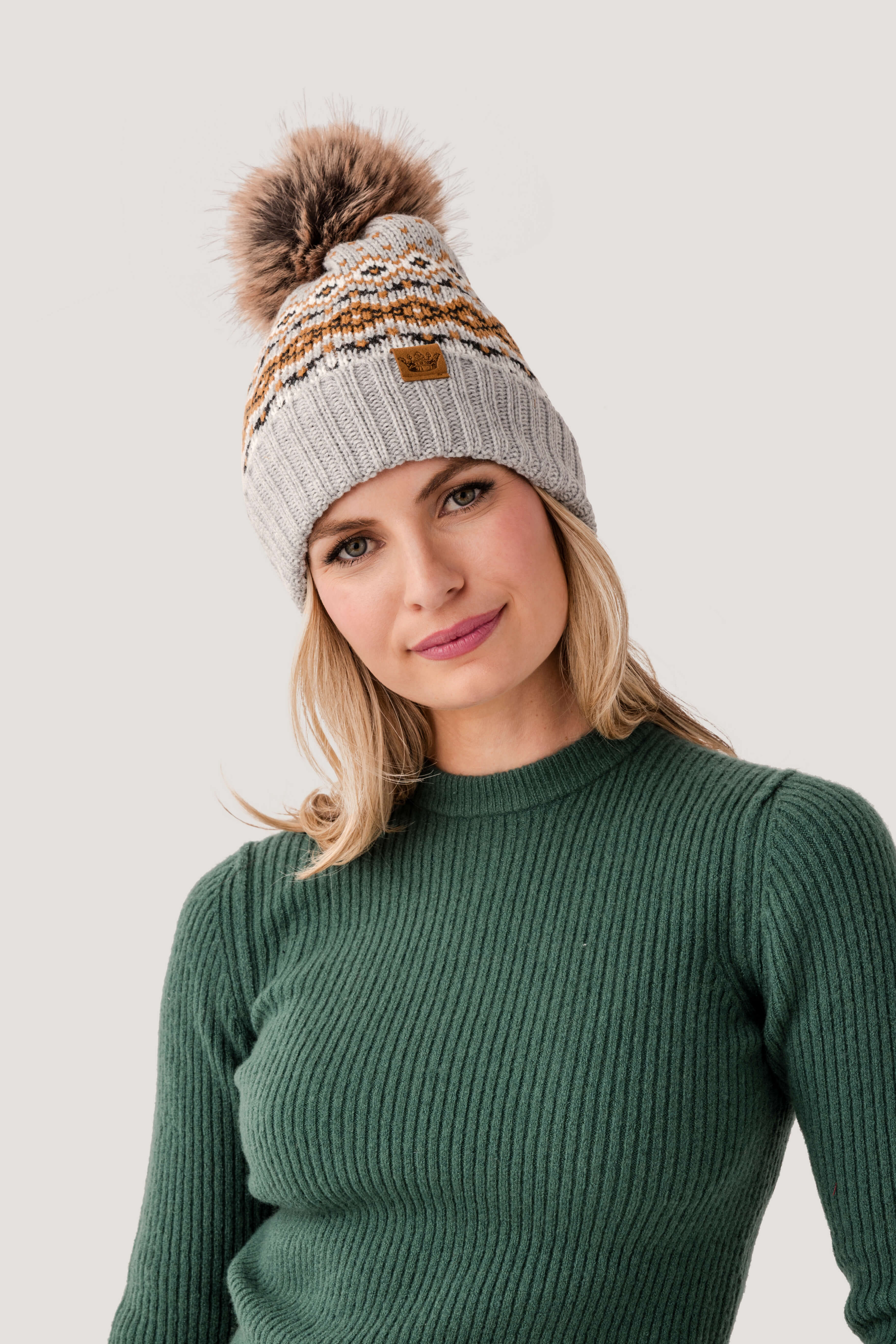 Panache Patterned Pom Hat