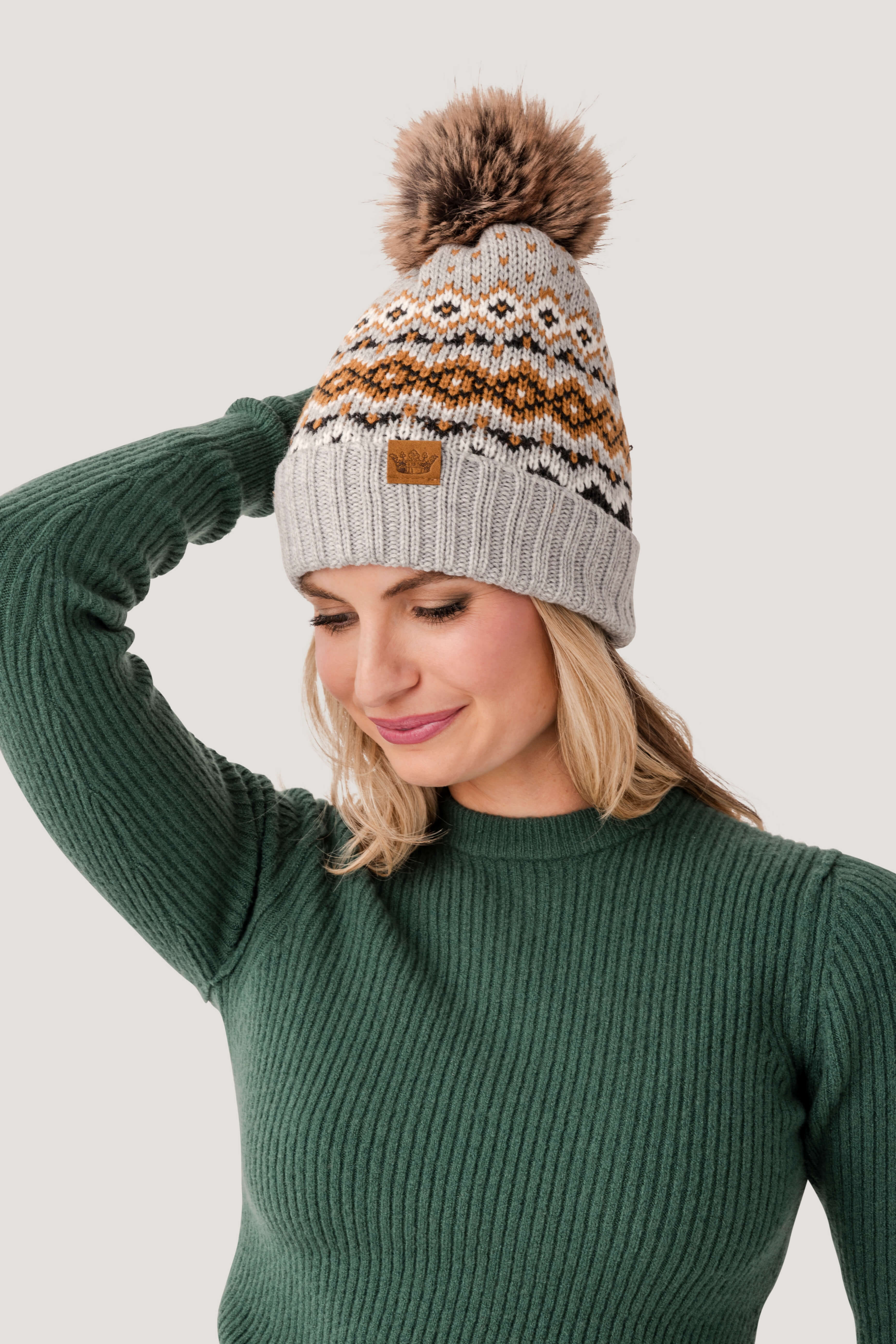 Panache Patterned Pom Hat