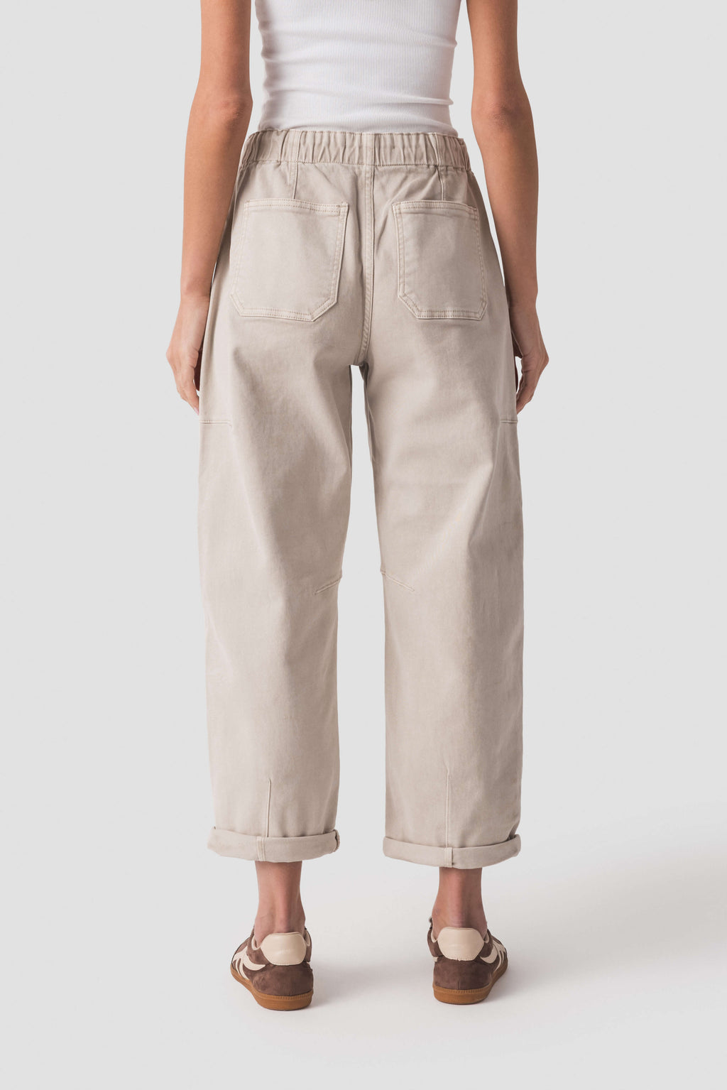 Risen Elle High Rise Crop Barrel Cargo Cuffed Pants