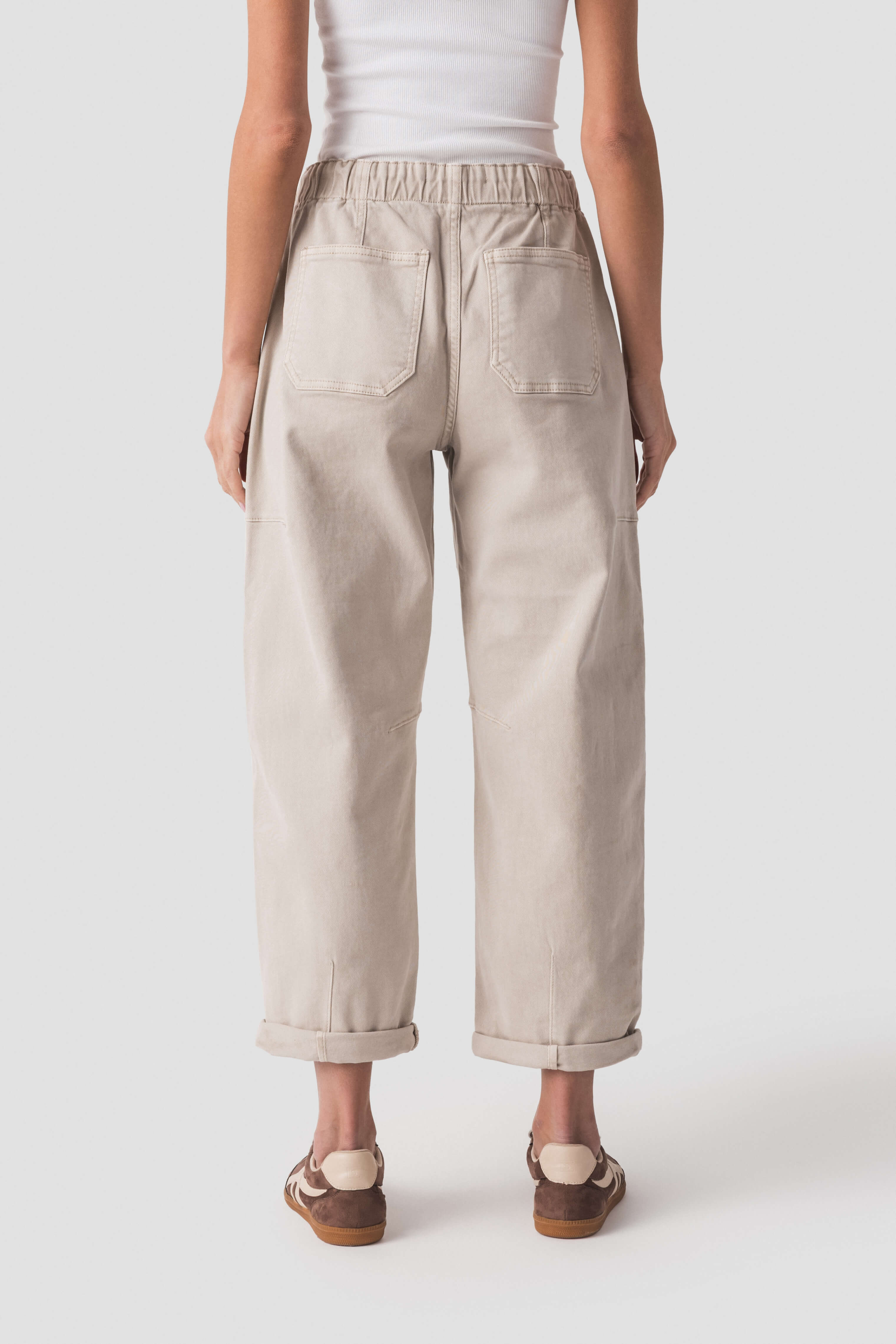 Risen Elle High Rise Crop Barrel Cargo Cuffed Pants