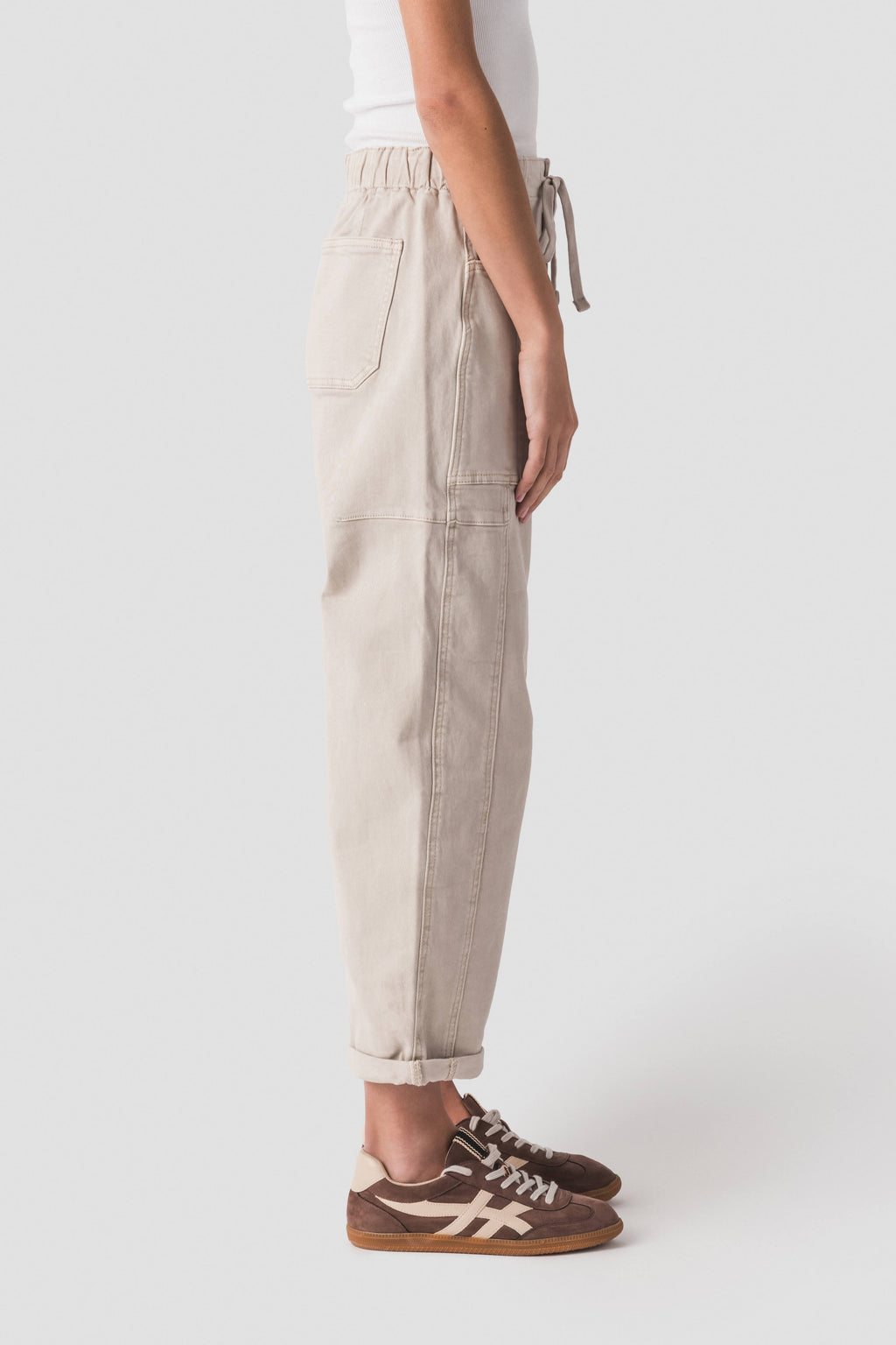 Risen Elle High Rise Crop Barrel Cargo Cuffed Pants